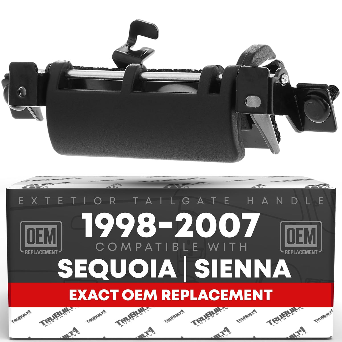 Tailgate Handle Assembly Replacement - Compatible With 2001-2007 Toyota Sequoia, 1998-2003 Sienna - Smooth Black, Plastic - Oem