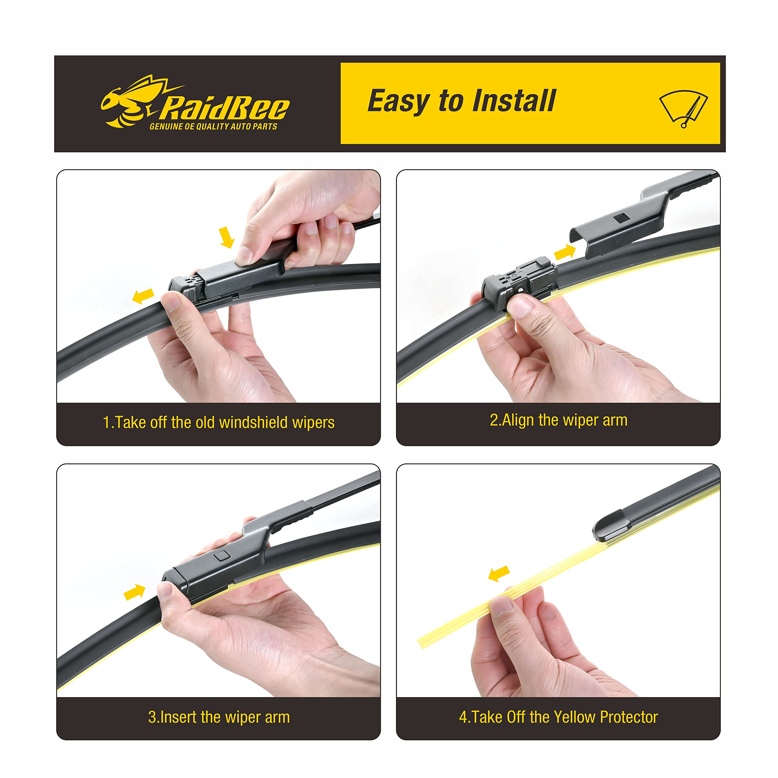 Wiper Blade 24''/19'' Replacement For Volkswagen Jetta 2007-2010,Cc 2009-2012,Gti 2006-2012,Eos 2006-2016 Windshield Wiper Blade