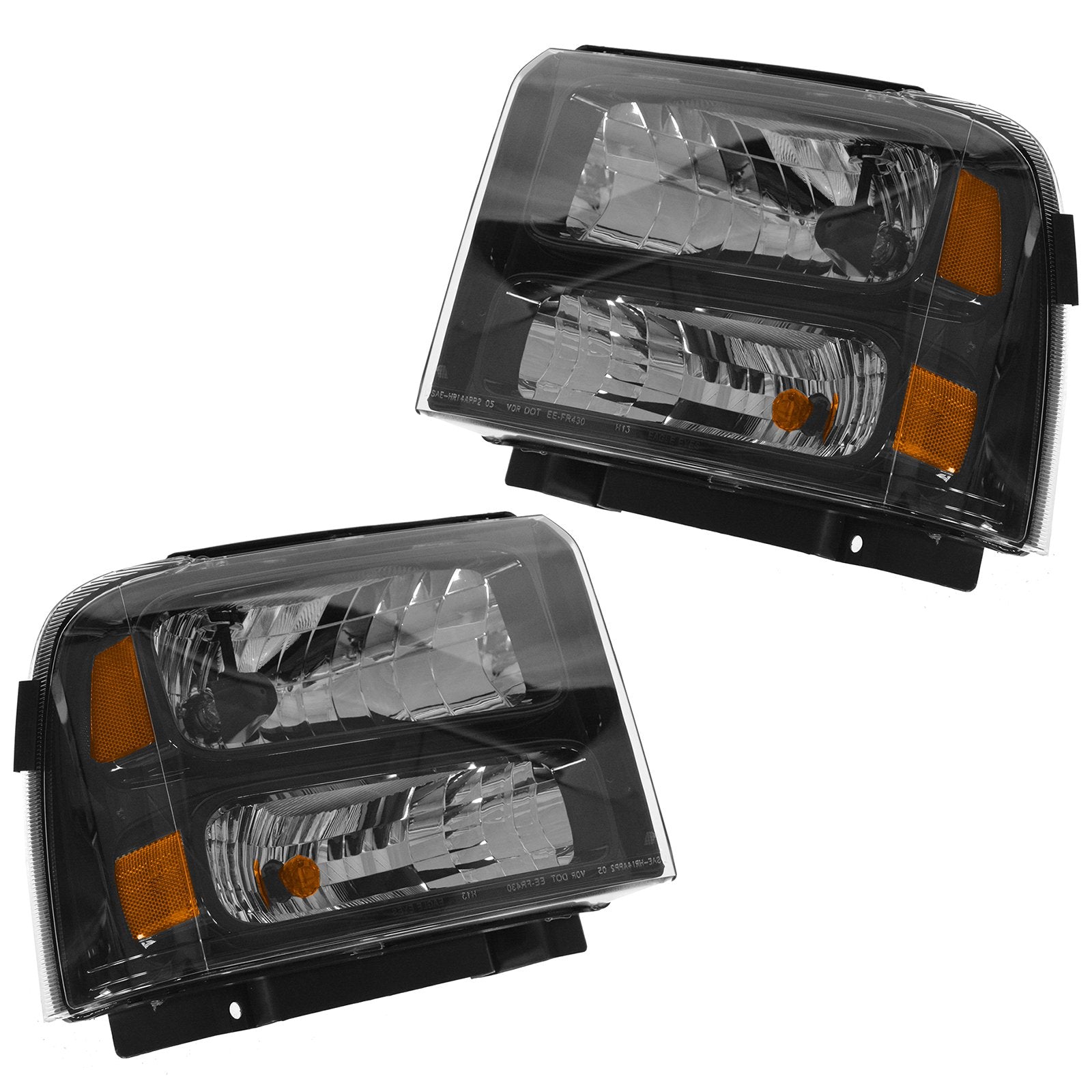 Trq Driver & Passenger Side Headlight Assembly Set Headlights Driver & Passenger Side Compatible With 2005-2007 Ford F-250 Super
