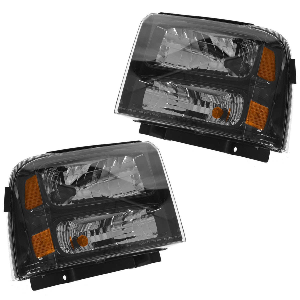 Trq Driver & Passenger Side Headlight Assembly Set Headlights Driver & Passenger Side Compatible With 2005-2007 Ford F-250 Super