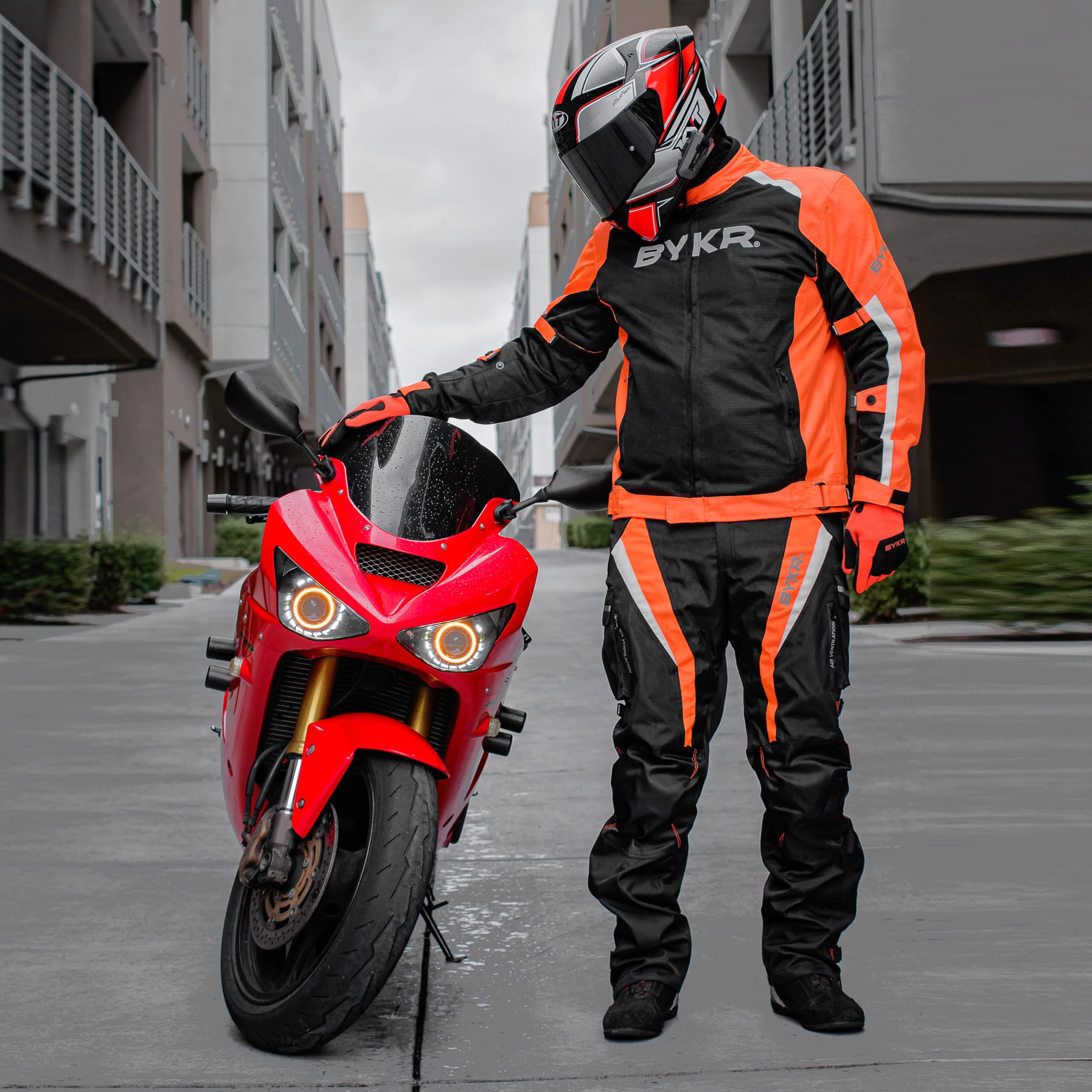 Bykr All-Weather Motorcycle Gloves For Men & Women - Protection For Dirt Bike, Bmx, Mx, And Atv Riding - Orange S