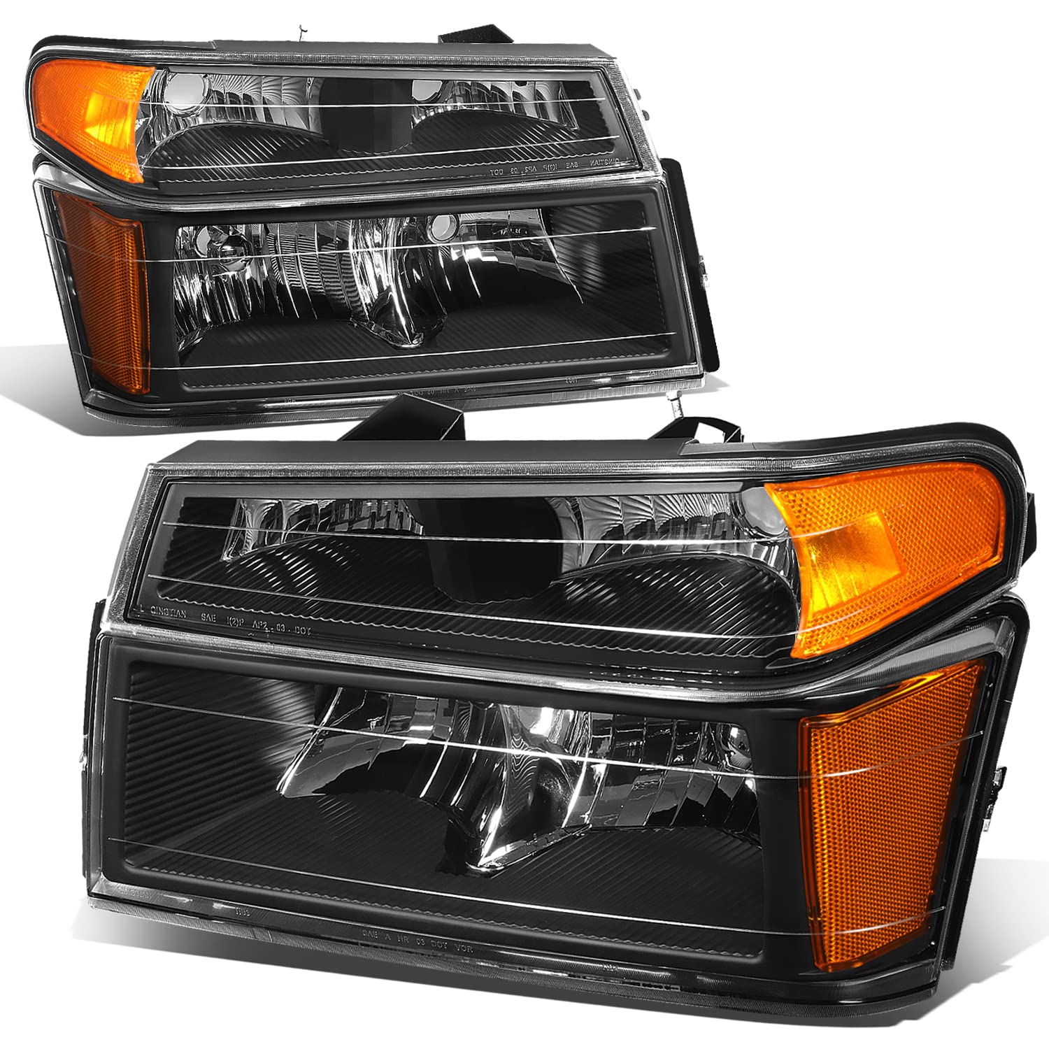 Auto Dynasty 4Pcs Headlights Assembly And Bumper Lamps Compatible With Chevy Colorado Gmc Canyon 2004-2012 Isuzu I-290 I-370 200