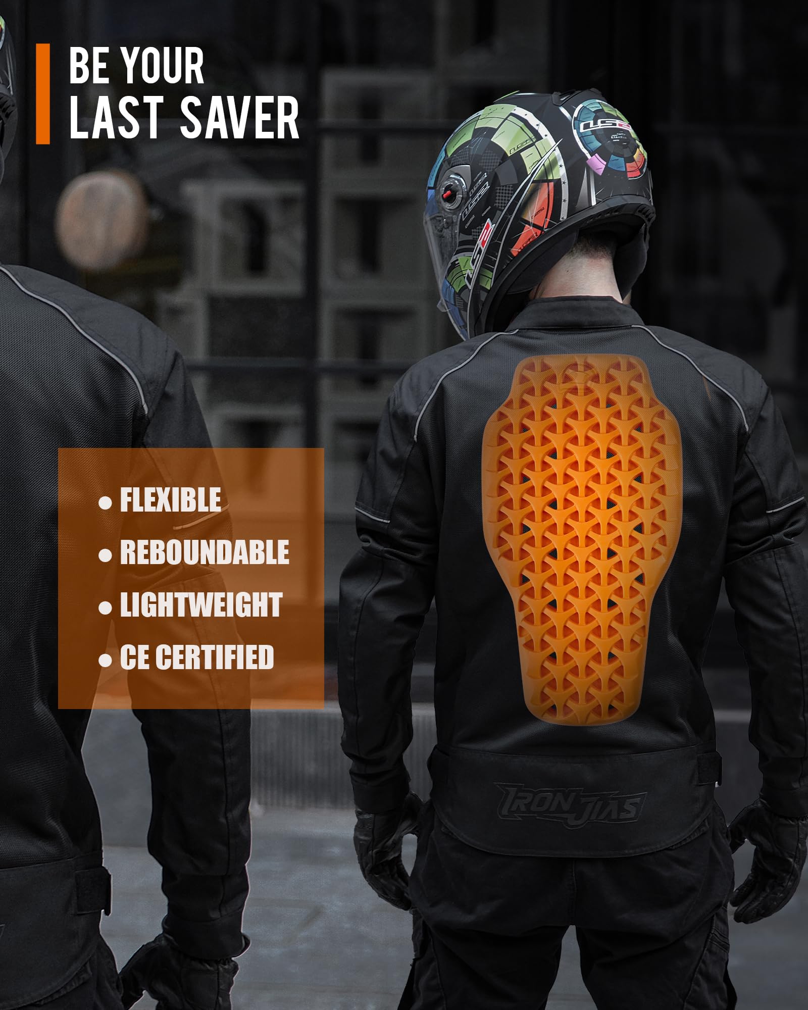 BORLENI CE Level 1 Back Armor Protection Pad and CE Level 2 Elbow and Shoulder Certified Armor Pads Set, Motorcycle Armor Protec