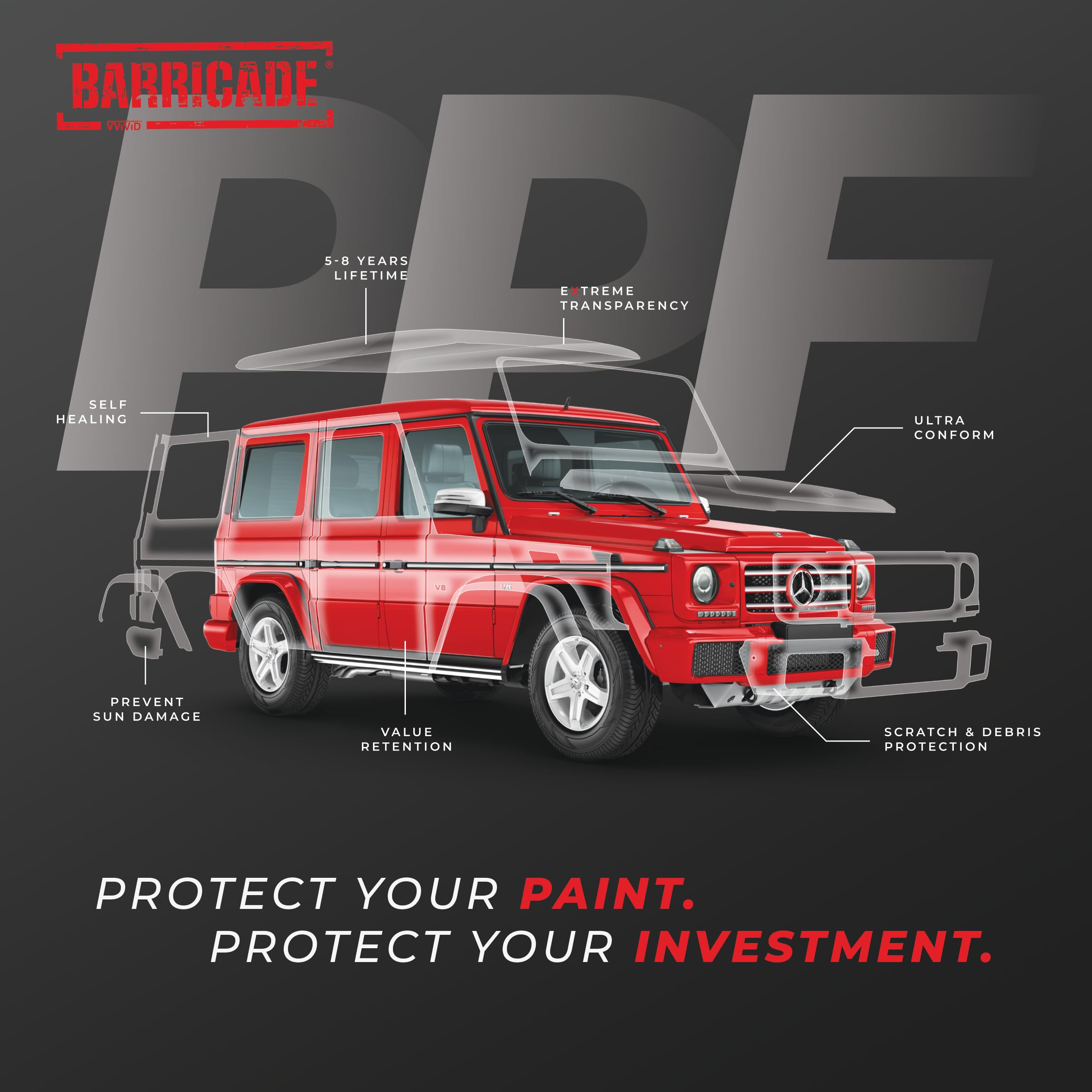 VViViD Barricade Premium 8 Year Clear Paint Protection Film (12    x 96   )