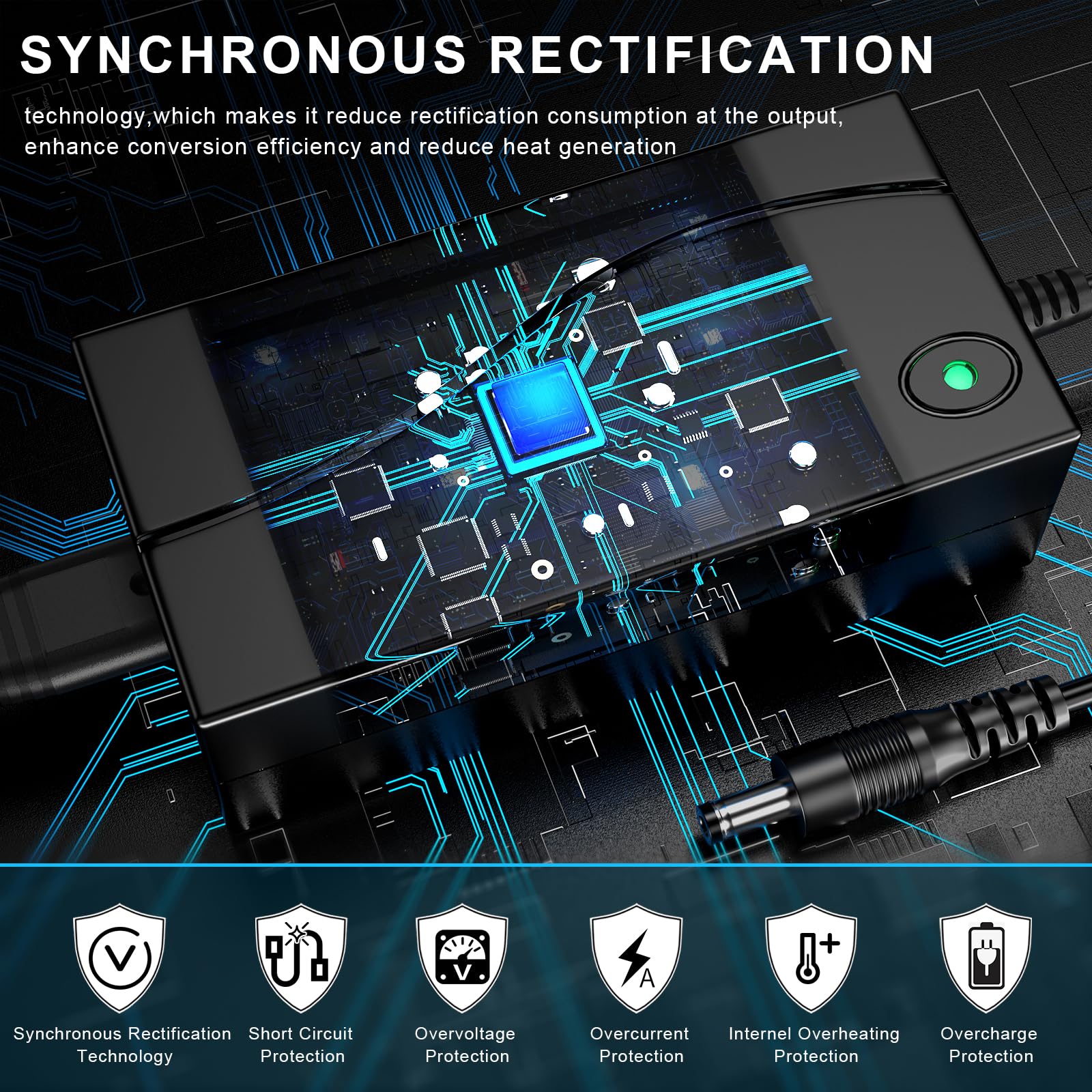 Falamiao 42V 2A Charger Replacement for Gotrax Electric Scooter 1 Prong with 5.5mm tip Universal Compatible with 36V Li-ion Batt