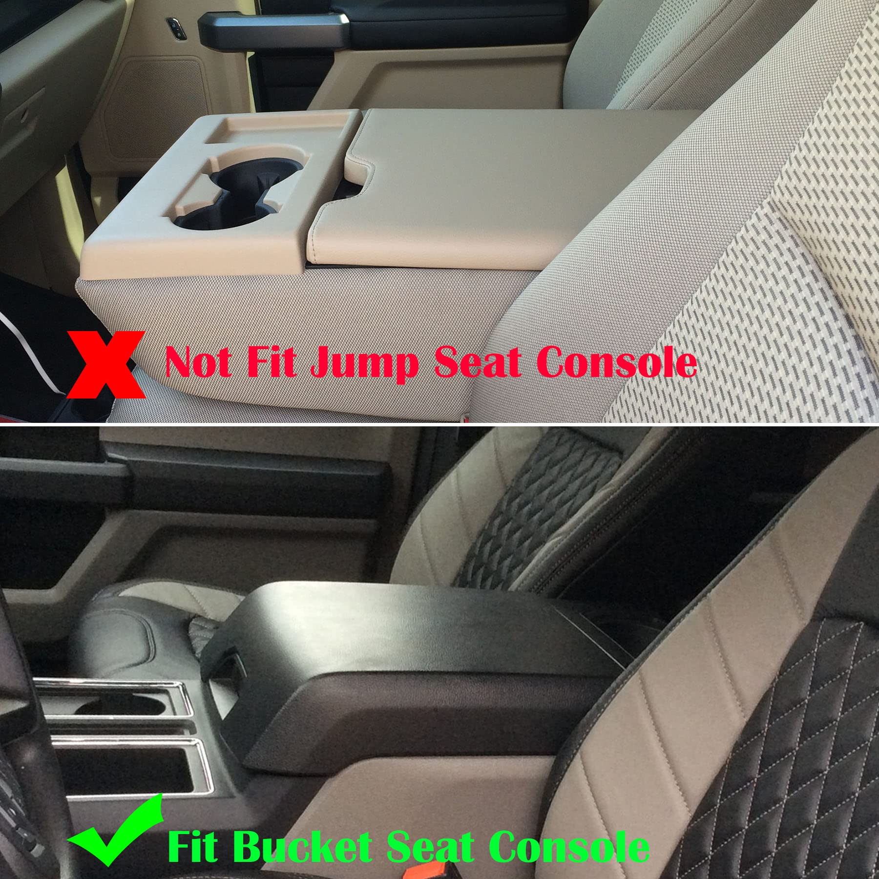 Zxiaochun Center Console Cover for Ford F150 2015-2020 / F250 F350 F450 2017-2022 and Expedition 2018-2024 Leather Arm Rest Box