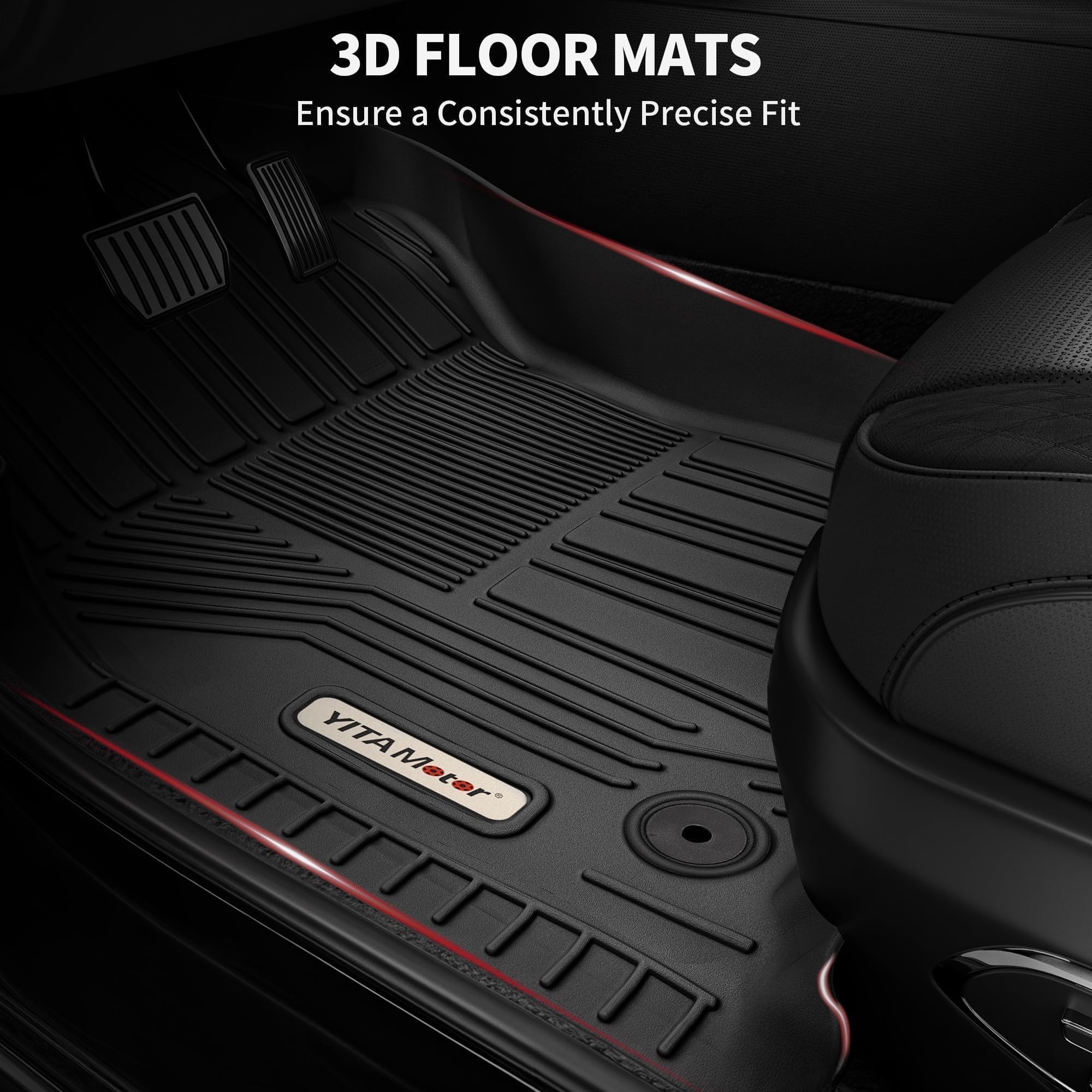 Yitamotor Floor Mats Fit For 2019-2024 Ram 2500/3500 Crew Cab, Tpe All Weather Dodeg Ram 2500 Floor Mats Include 1St & 2Nd Row,