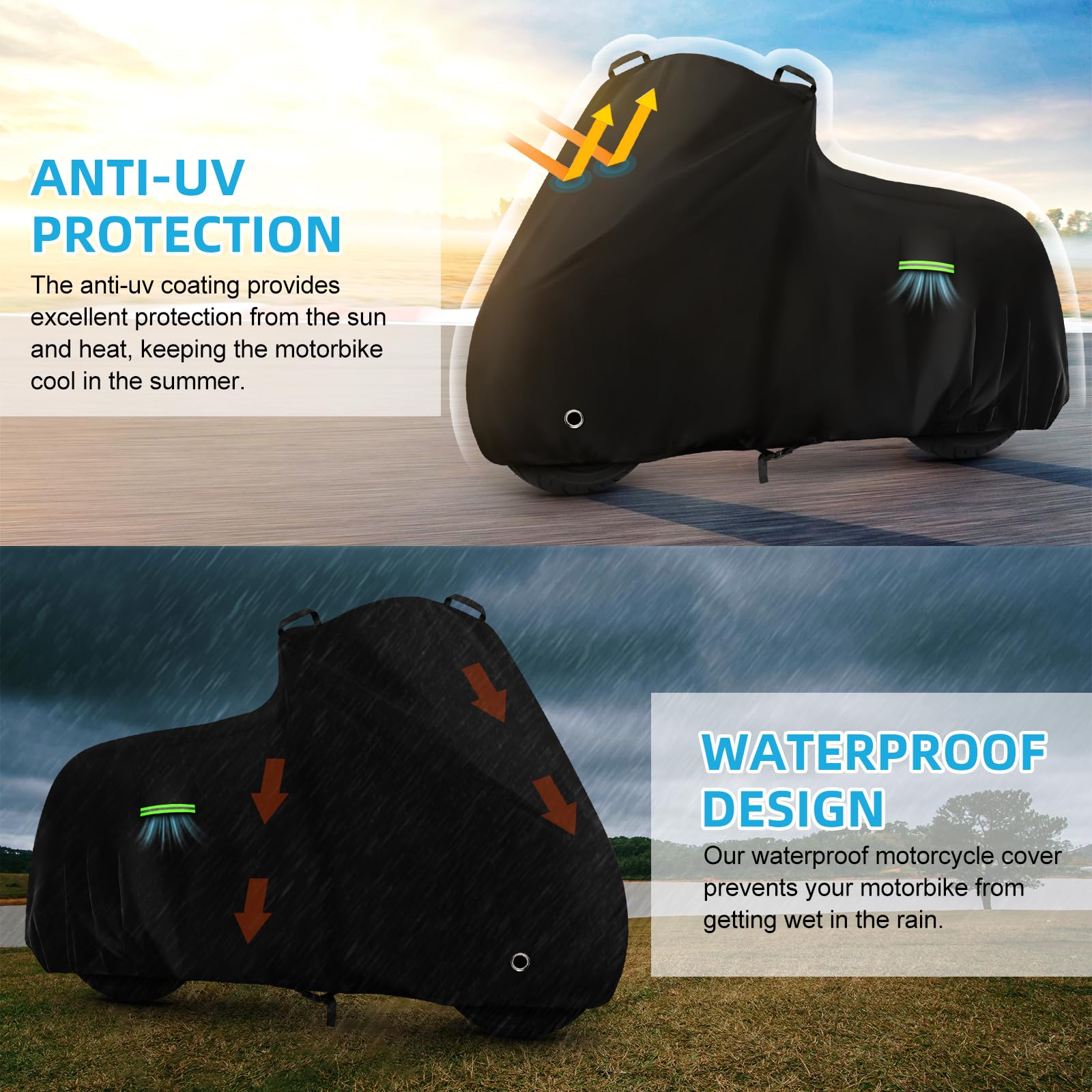 Motorcycle Cover for Kawasaki Z125/Z125 Pro/KLX 110, Heavy Duty Outdoor Sun UV Rain Dust Waterproof All Weather Protection Windp