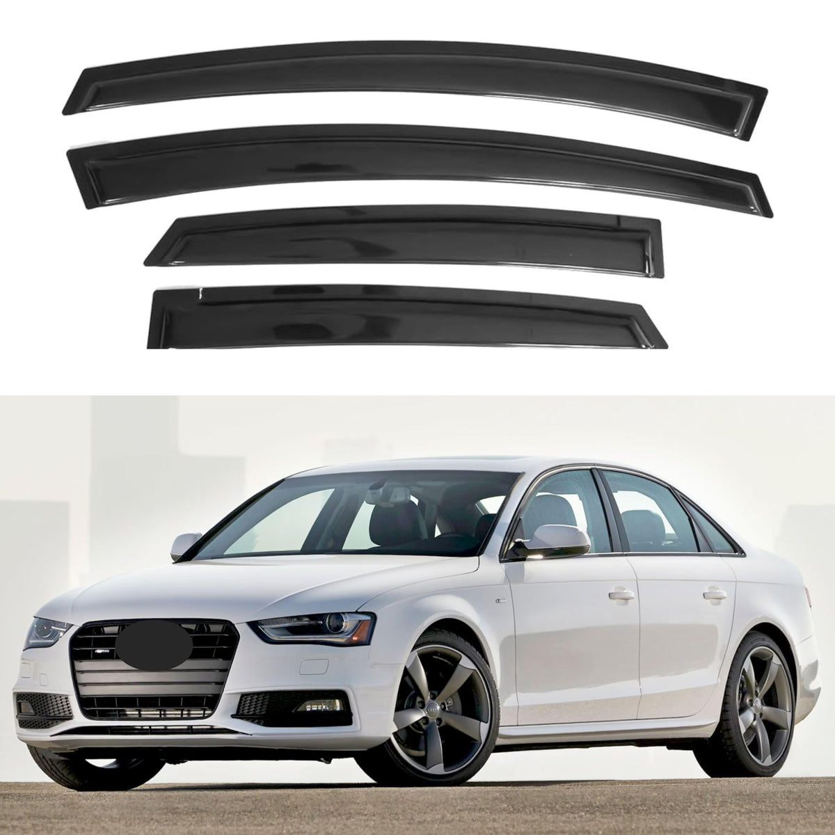 Ig Window Visor For Audi A4 Sedan 2009-2016, Rain Guard Tape-On Extra Durable Sun Wind Side Vent Window Deflector, 2009 2010 201