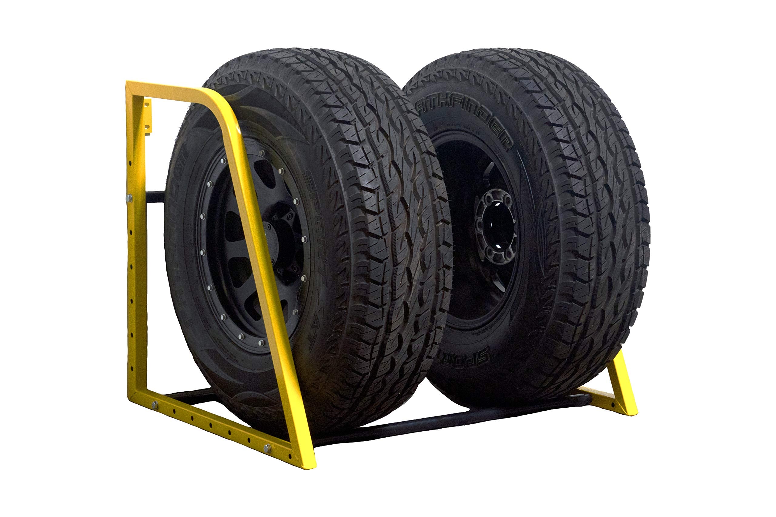 Maxxhaul 50256 Heavy Duty Adjustable Folding Wall Mount Tire Rack Storage For Spare Tires Shop Garage - 51 Inch Wide X 28'' Deep