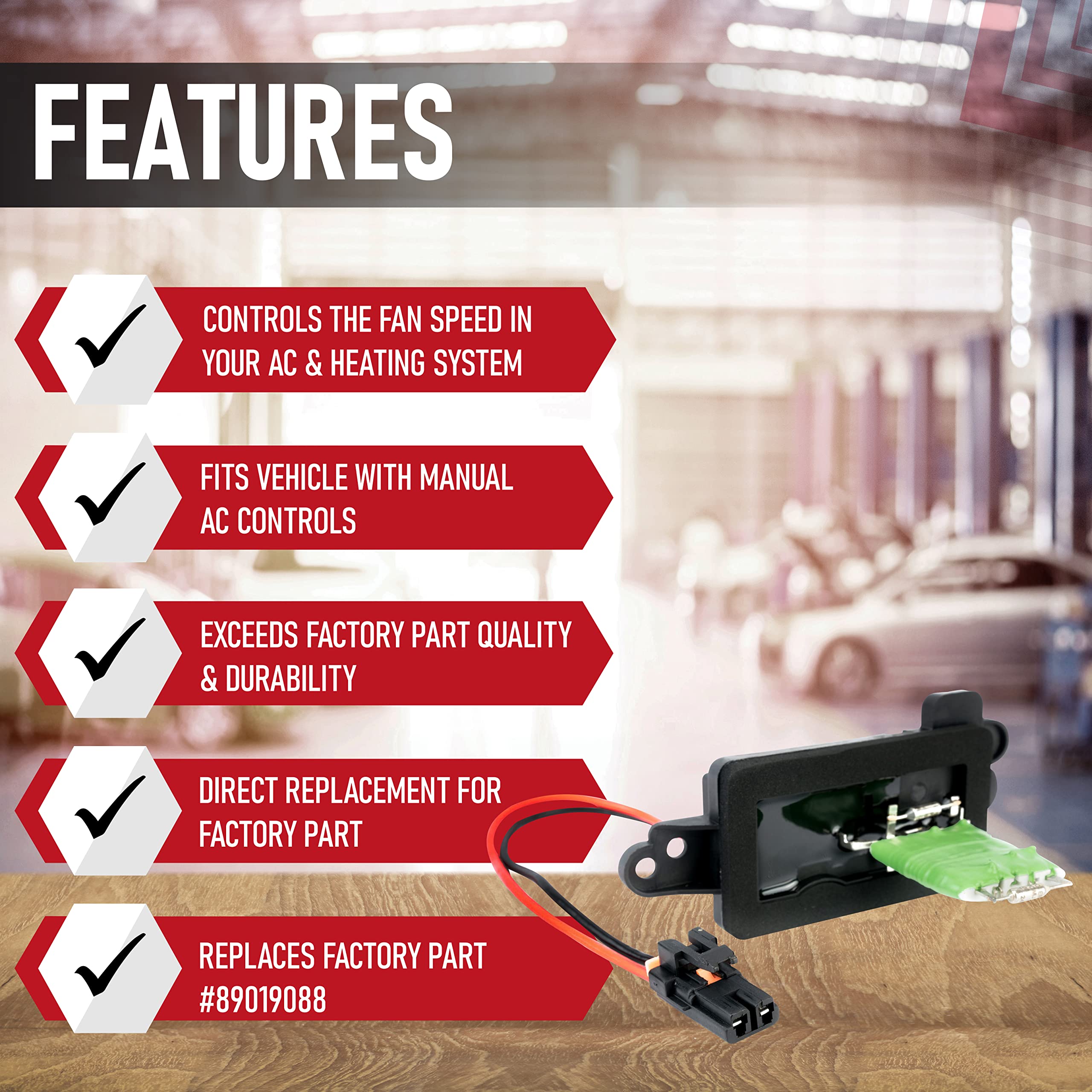 Ac Blower Motor Resistor Kit With Harness - Replaces 89019088, 973-405, 15-81086, 22807123 - Compatible With Chevy, Gmc & Cadill