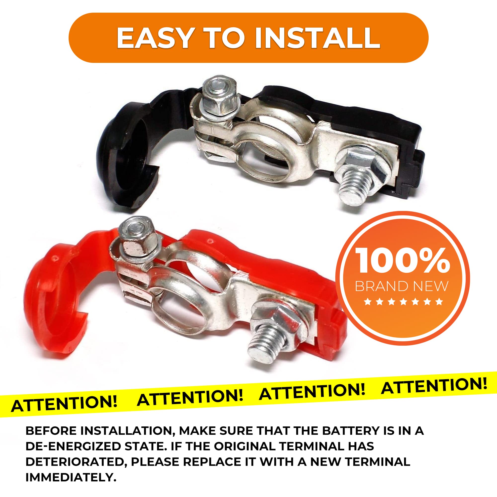 Universal Negative & Positive Battery Cable Terminals - Automotive Terminal Clamps Connectors - Durable & Adjustable Quick Relea