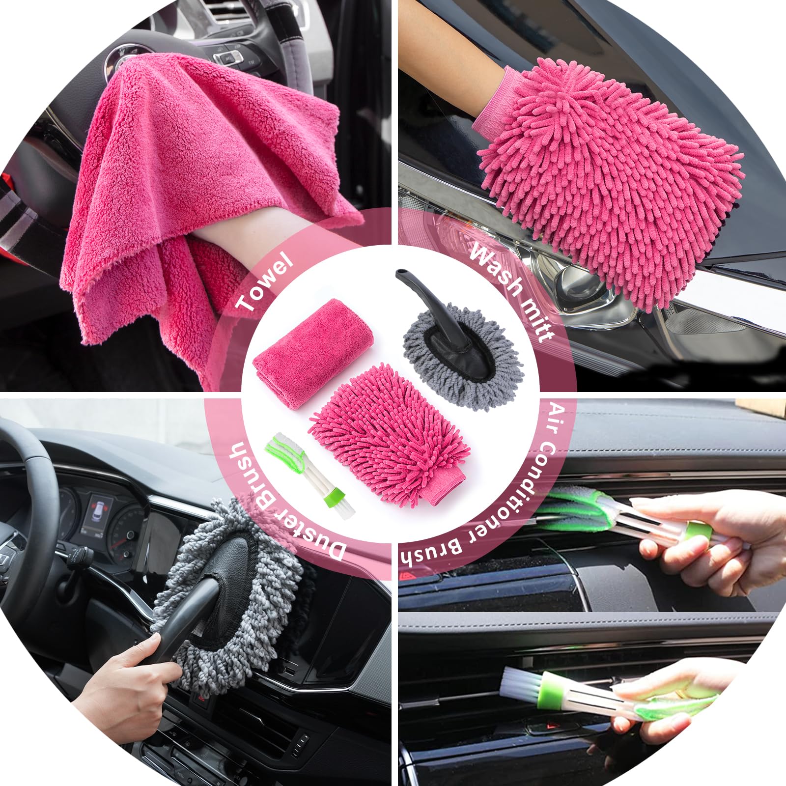 Autodeco 39Pcs Car Cleaning Wash Kit Interior Detailing Cleaner Kit With High Power Handheld Vacuum, Brush Set, Windshield Tool,