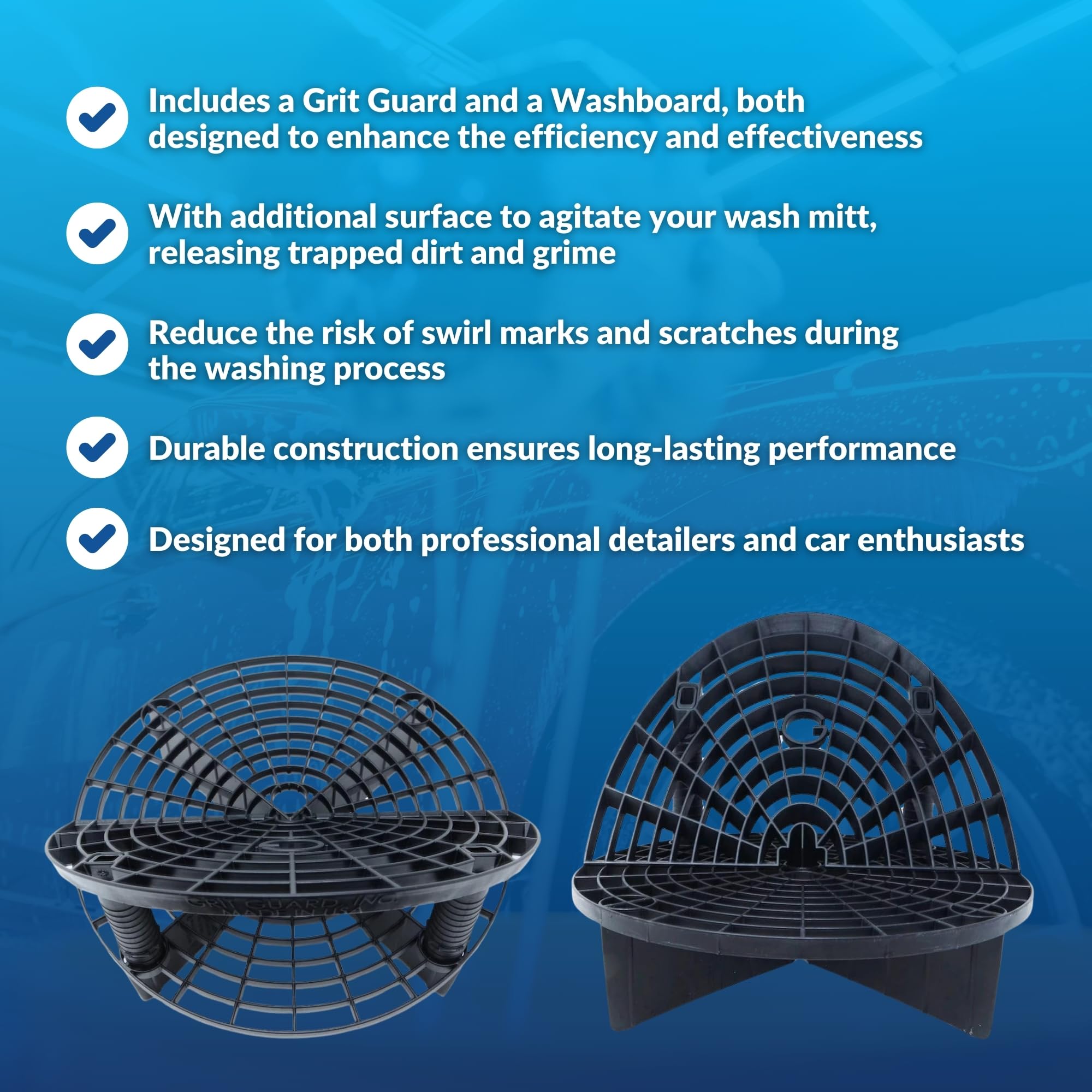 The Original Grit Guard Bucket Insert With Washboard Combo | Removes Dirt From Wash Mitt For Detailing | Car Wash Bucket Insert