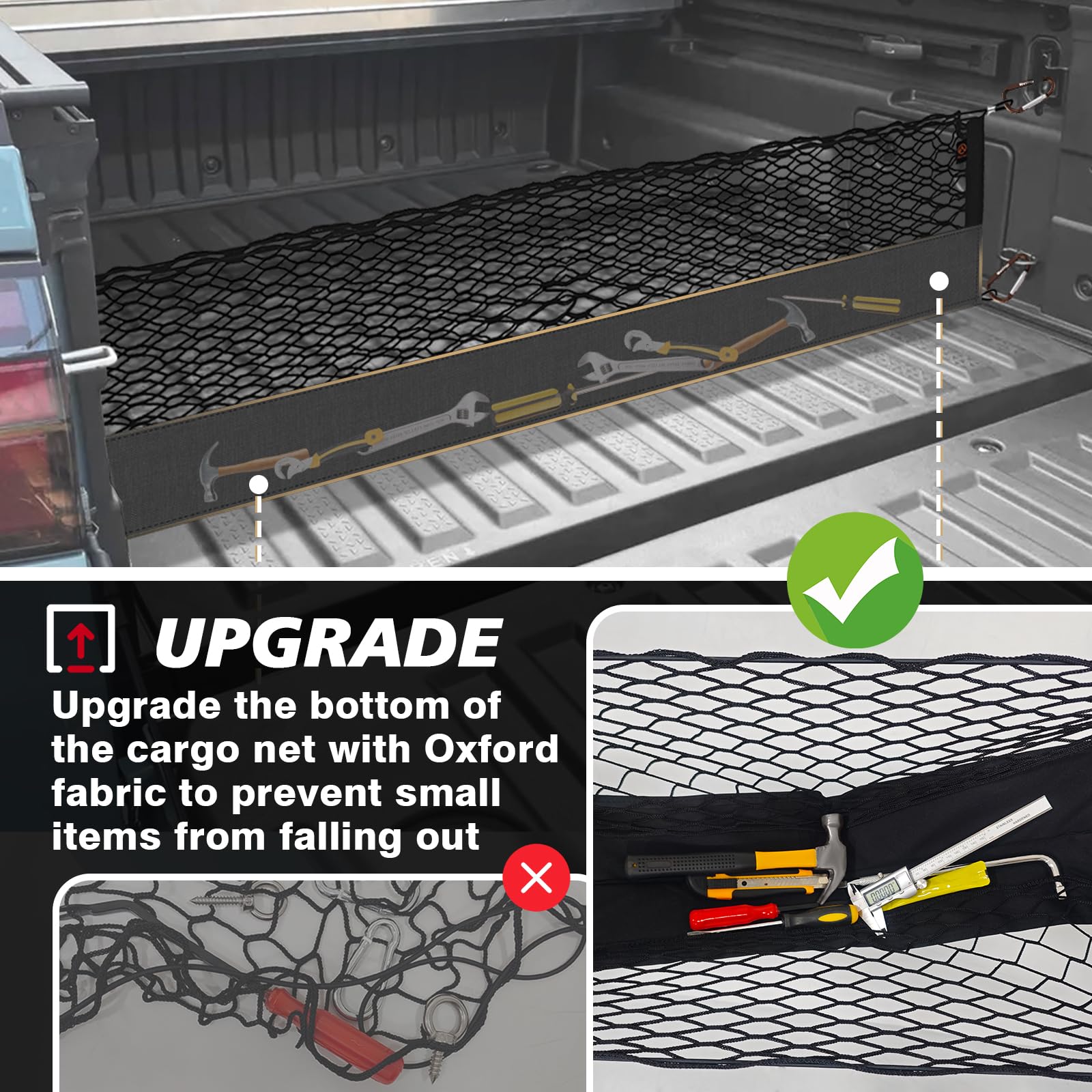 Muslogy Truck Bed Cargo Net Compatible With Hyundai Santa Cruz 2022-2025 Accessories Storage Organizer Pickup Truck Bed Envelope