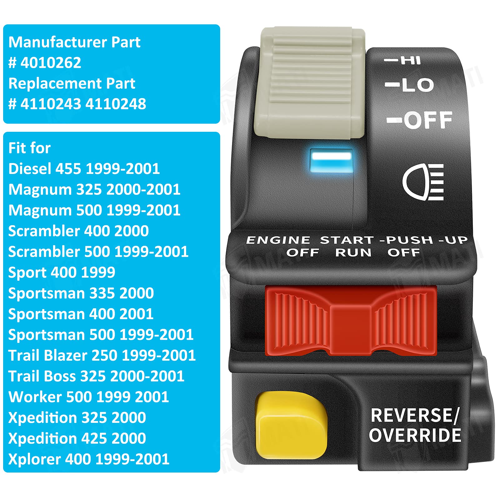 M Mati 4010262 4110243 4110248 Left Handlebar Switch Assembly For Polaris Sportsman Scrambler Magnum Trail Blazer Trail Boss Diesel Xpedition Xplorer Sport Worker