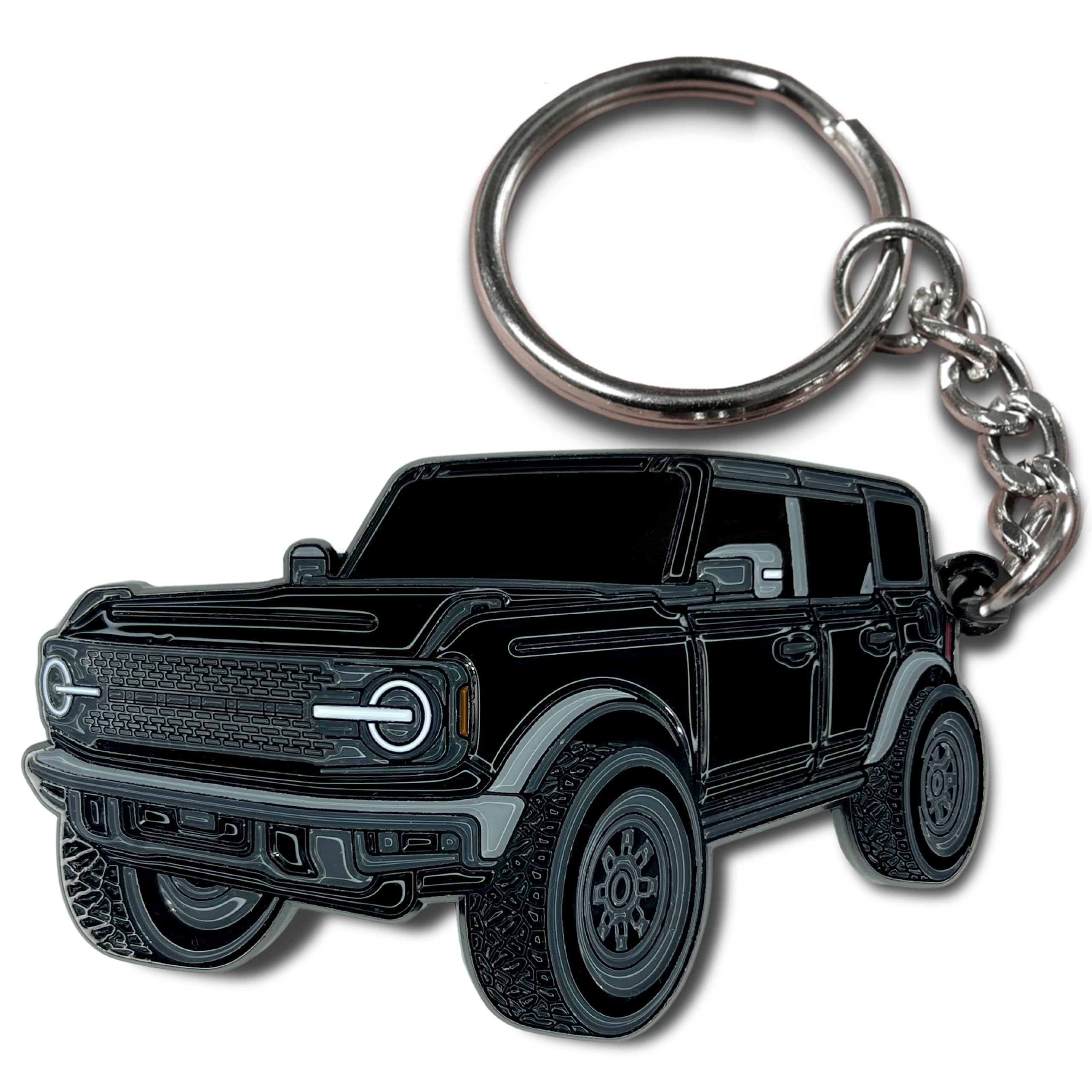 Four Wheel Beast Bronco Keychain Accessories 2023 4 Door Key Chain Fob Cover Cool Car Mods (Black)