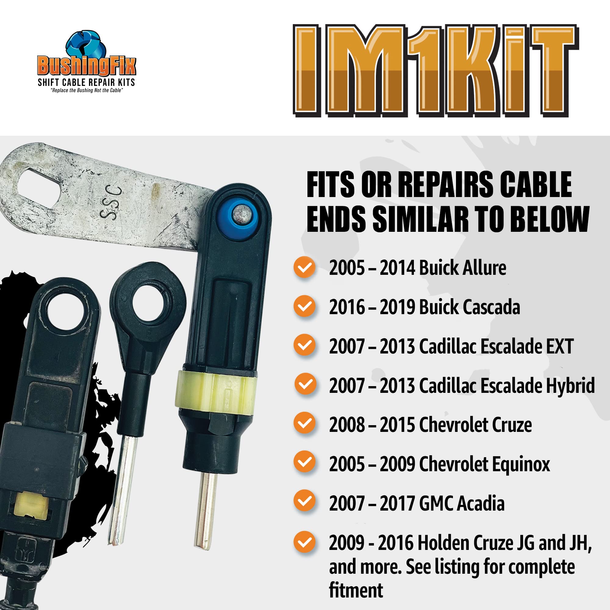 Bushingfix Im1Kit1 - Transmission Shift Cable Bushing Repair Kit - Automatic Transmission Linkage Repair Kit, Transmission Repair Kit, Shifter Cable Bushing Fix, Shift Linkage Bushing Replacement