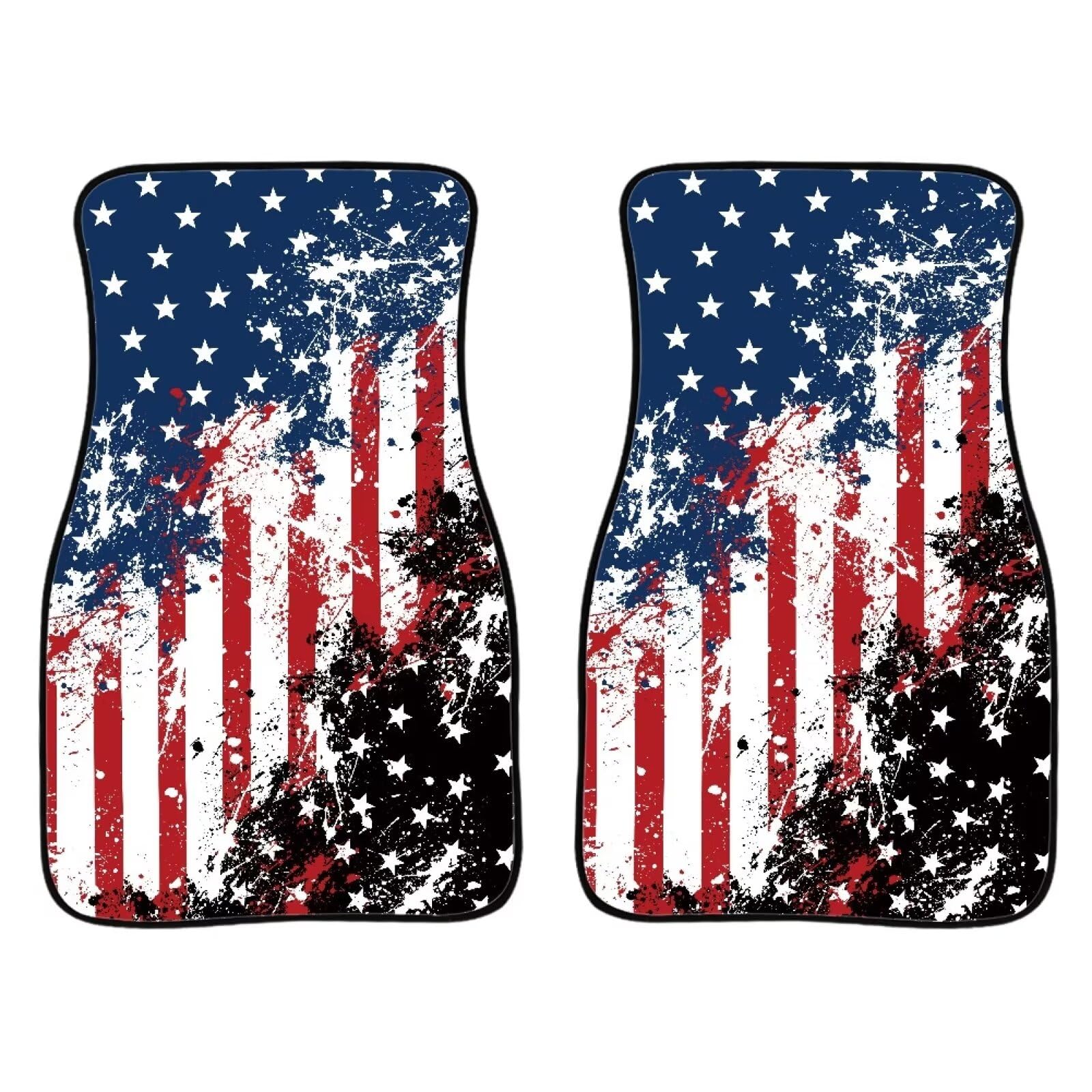 ELEQIN American Flag Interior Rug Non Slip Rubber Backing Heel Pad for Protection Womens Easy Clean Front Car Doormats, Heavy Du