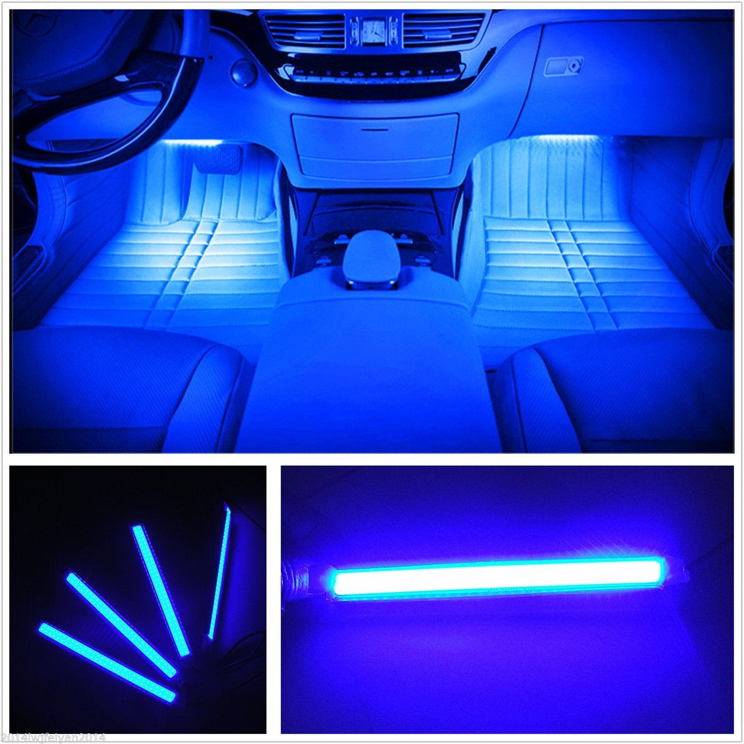 Car Led Strip Light, Ej'S Super Car 4Pcs 36 Led Car Interior Lights Under Dash Lighting Waterproof Kit,Atmosphere Neon Lights St