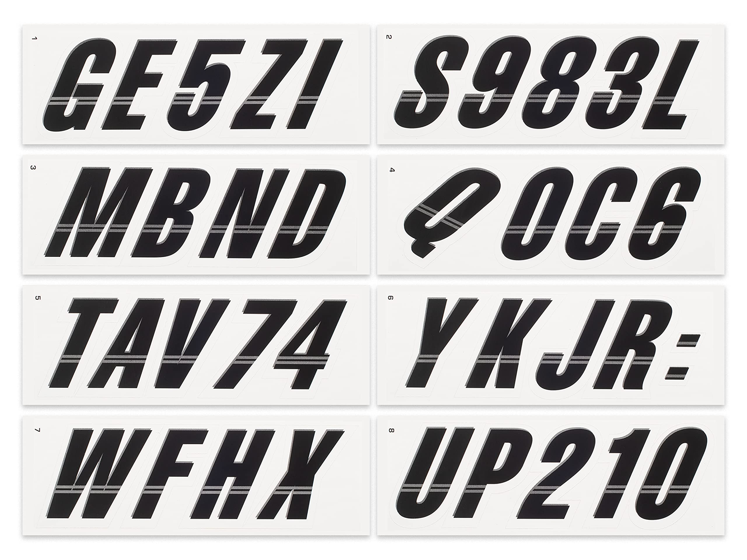 Stiffie Techtron Black/White 3 '' Boat & Pwc Registration Decals  Numbers Letters Stickers