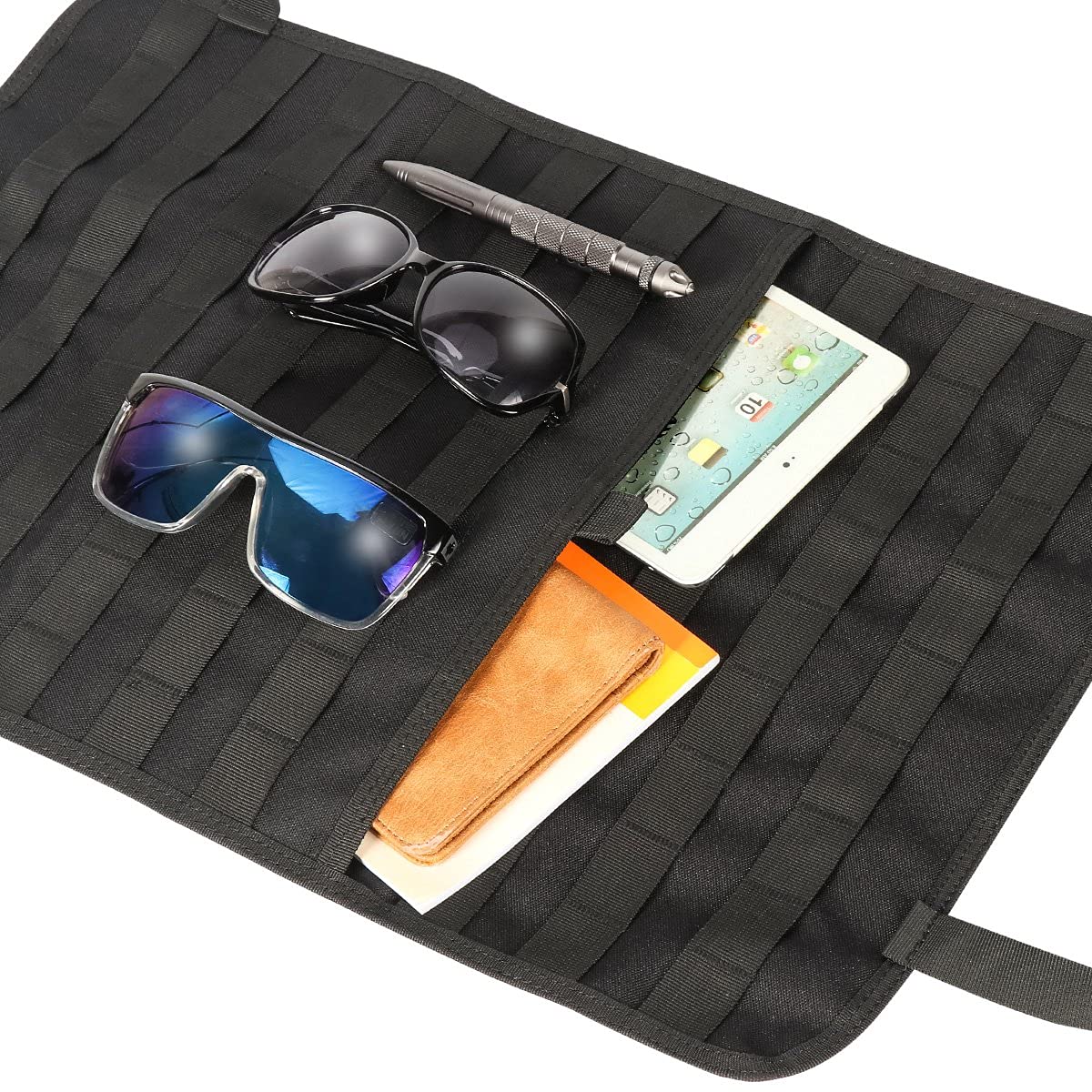 IronSeals Car Seat Back Organizer, Tactical Molle Panel Sag Proof Vehicle Seat Cover Protector Nylon Car Seat Back Hanger Bag Pa