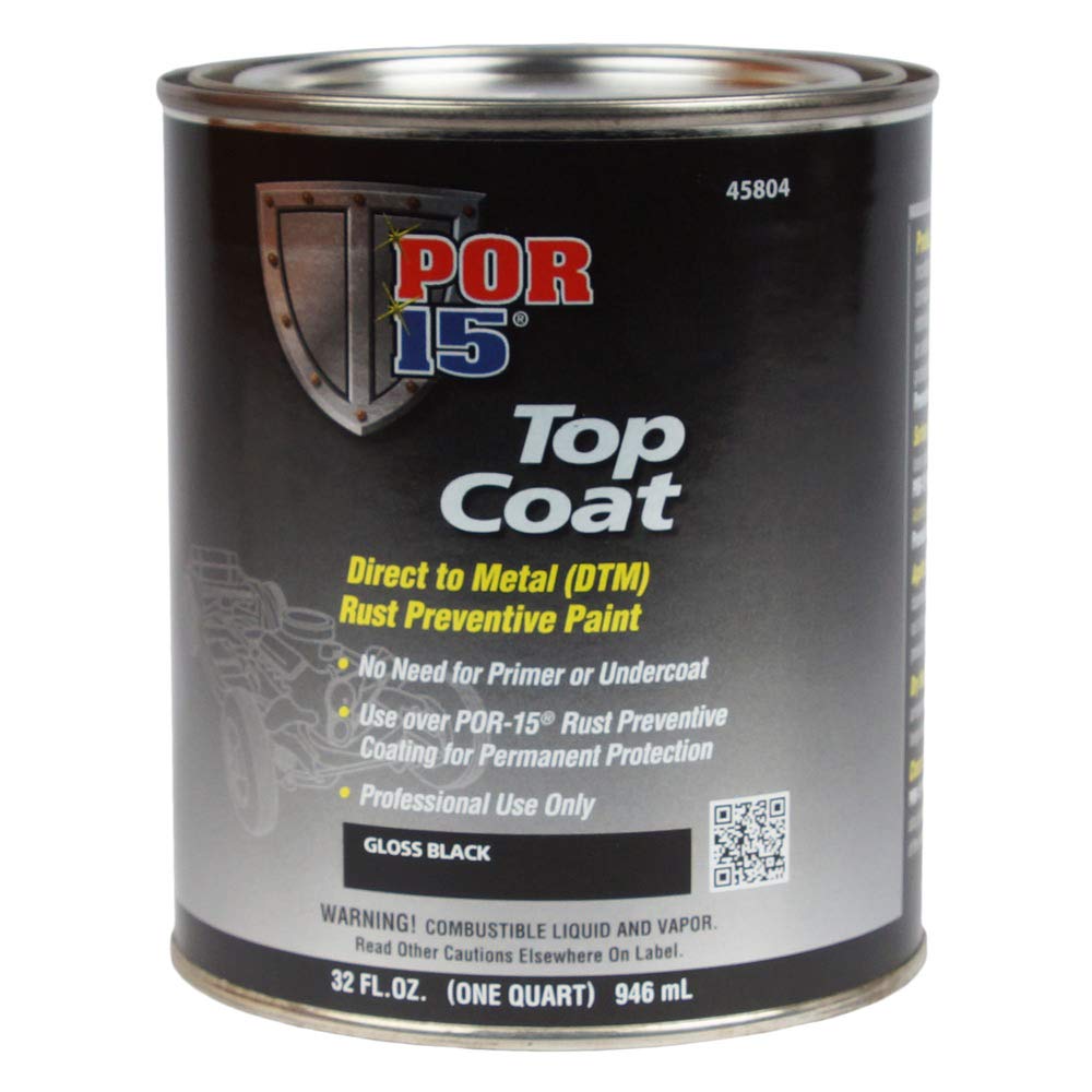 Por-15 Top Coat Paint, Direct To Metal Paint, Long-Term Sheen And Color Retention, 32 Fluid Ounces, Gloss Black