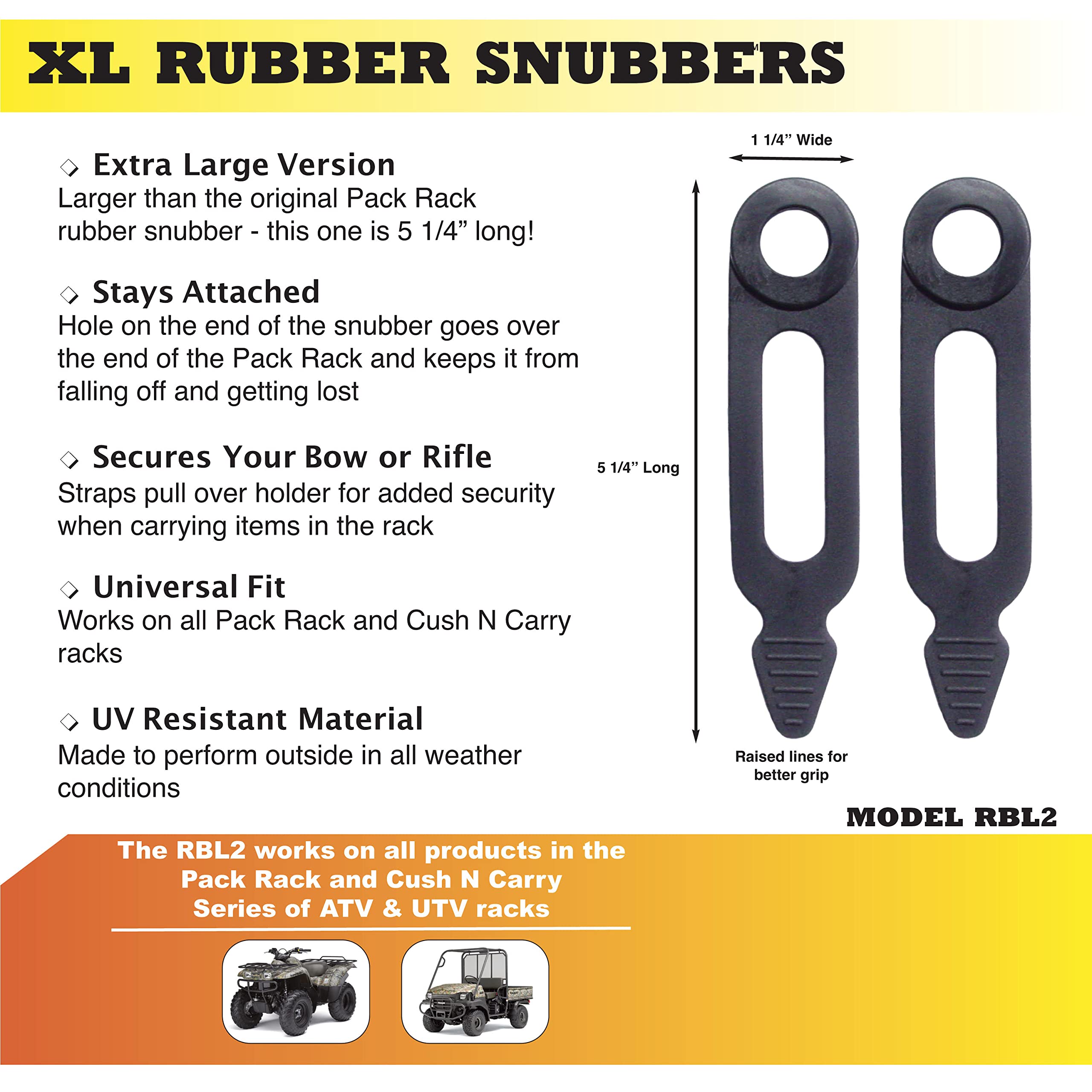 Extra Rubber Snubbers Straps For All Rite Products Pack Rack Series Atv Gun & Bow Rack - Model Rbl2