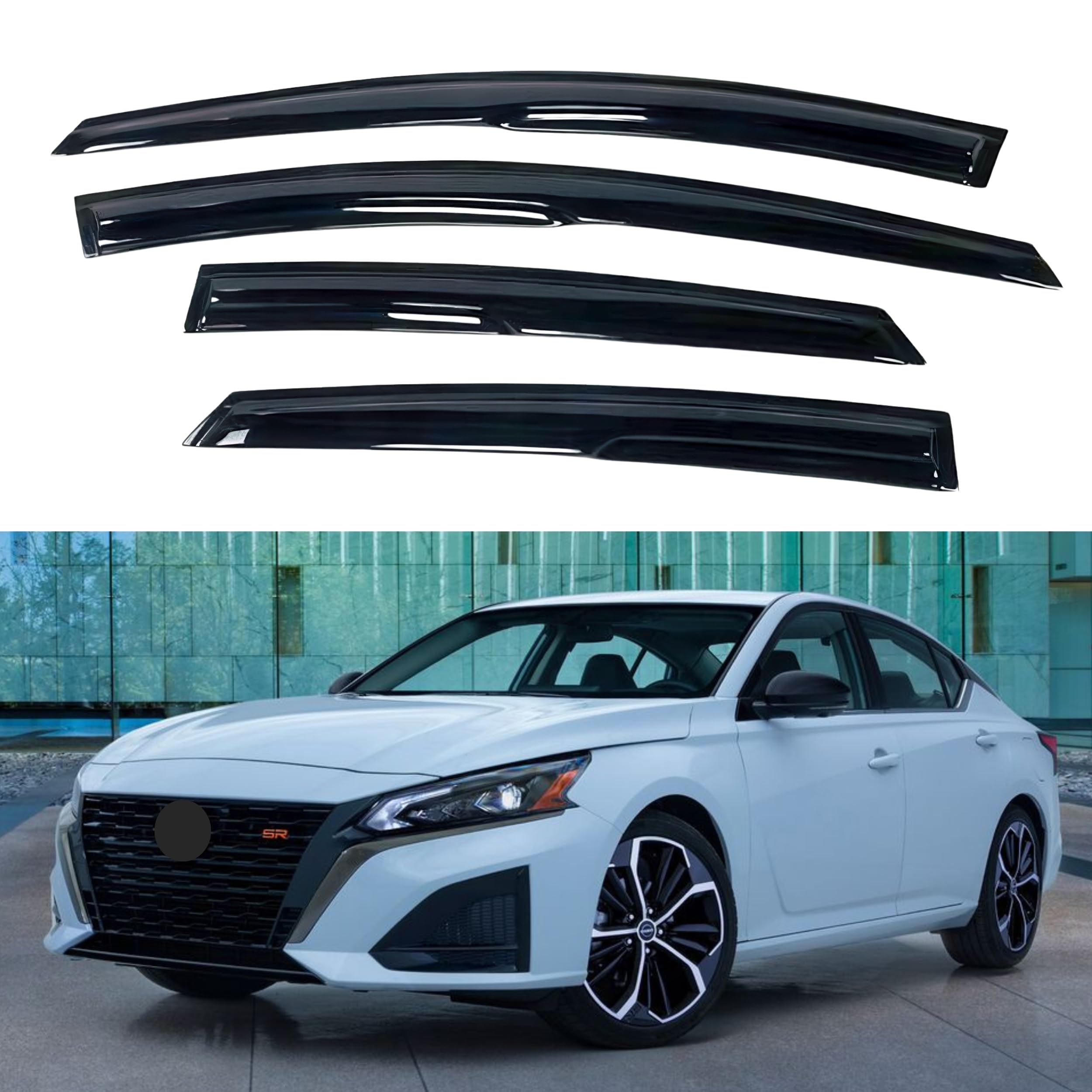Ig Window Visor For Nissan Altima 2019-2024, Rain Guard Tape-On Extra Durable Sun Wind Side Vent Window Deflector Mugen Style, 2
