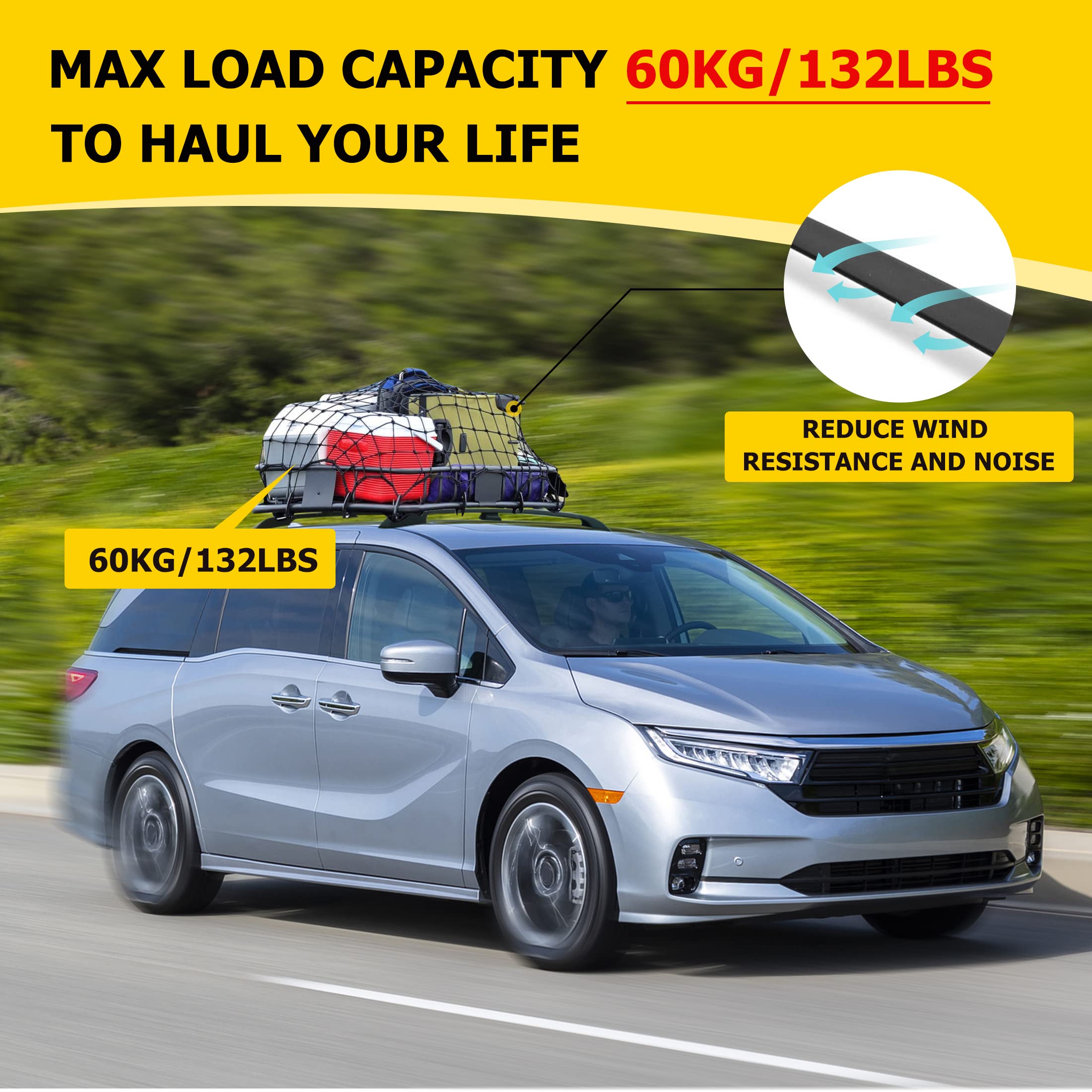 AUXMART Roof Rack Cross Bars Fit for Honda Odyssey 2011 2012 2013 2014 2015 2016 2017 OE Style, Black Rooftop Luggage Rack Repla