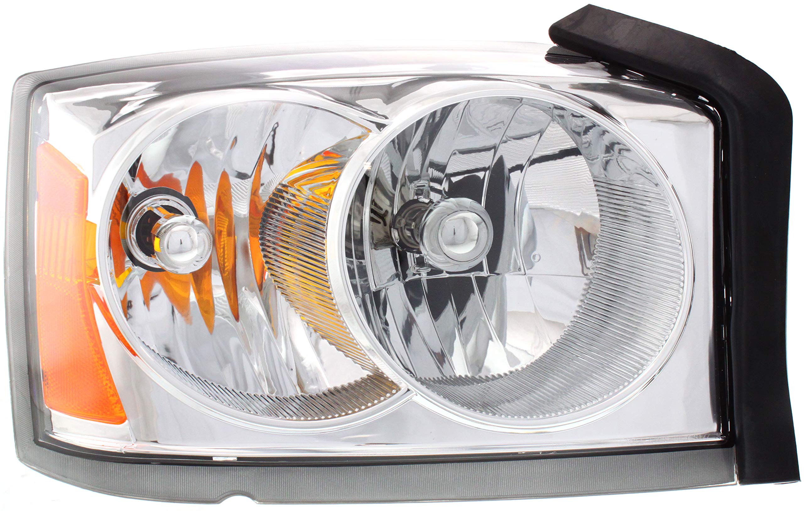 Evan-Fischer Headlight Assembly Compatible with 2005-2007 Dodge Dakota Halogen Chrome Interior with Corner Light Bulb Shield Passenger Side
