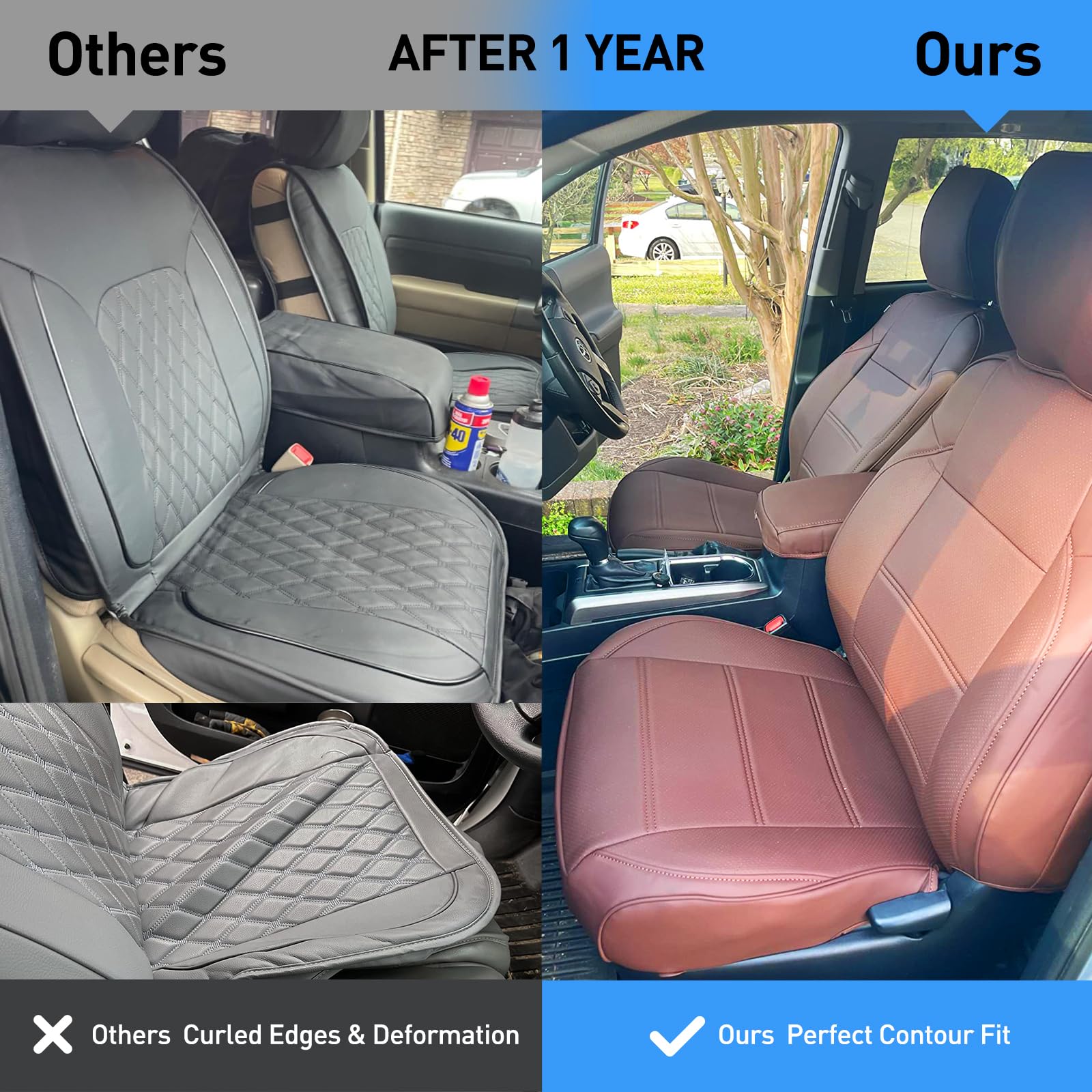 Drcarnow For Toyota Tacoma Seat Covers 2016-2022 2023,Fit For Tacoma Seat Cover Crew Cab/Double Cab Brown Waterproof Leather Acc