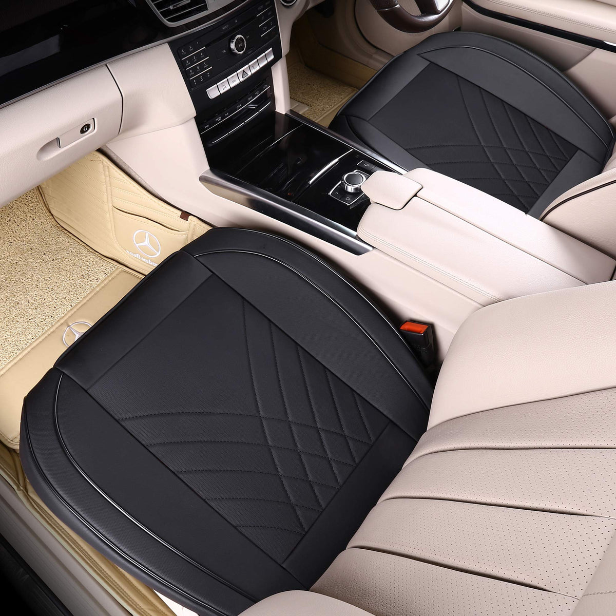 Kingphenix Car Seat Cover: Easy To Install, Fits Most Cars, Vans, Trucks, And Suvs - 2 Piece, Black