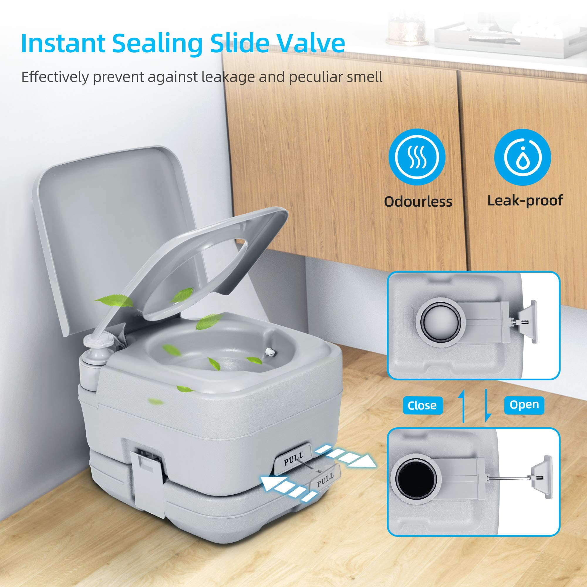 Yitahome Portable Travel Toilet Rv Potty, 2.6 Gallon Detachable Tank, Double Outlet Water Spout, Handle Flush Pump, For Camping,