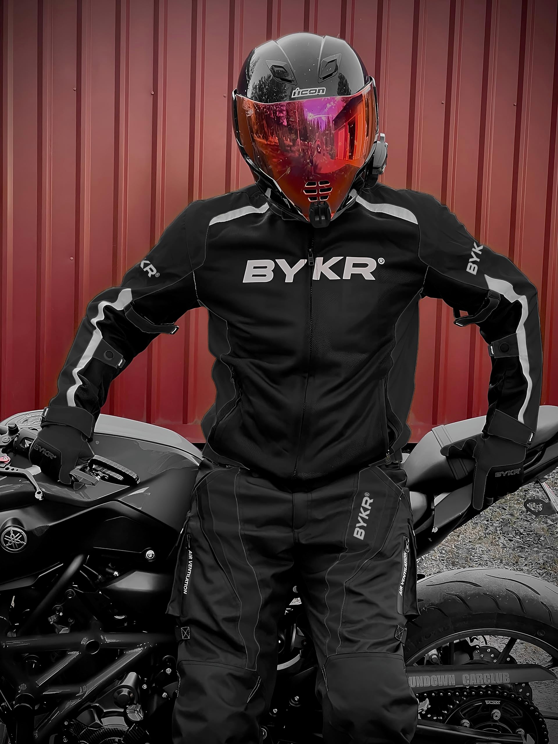 BYKR Motorcycle Pants for Men & Women, Armored Cordura Overpants, 36W x 30L, Black, Ideal for Enduro ATV Dual Sports Motocross