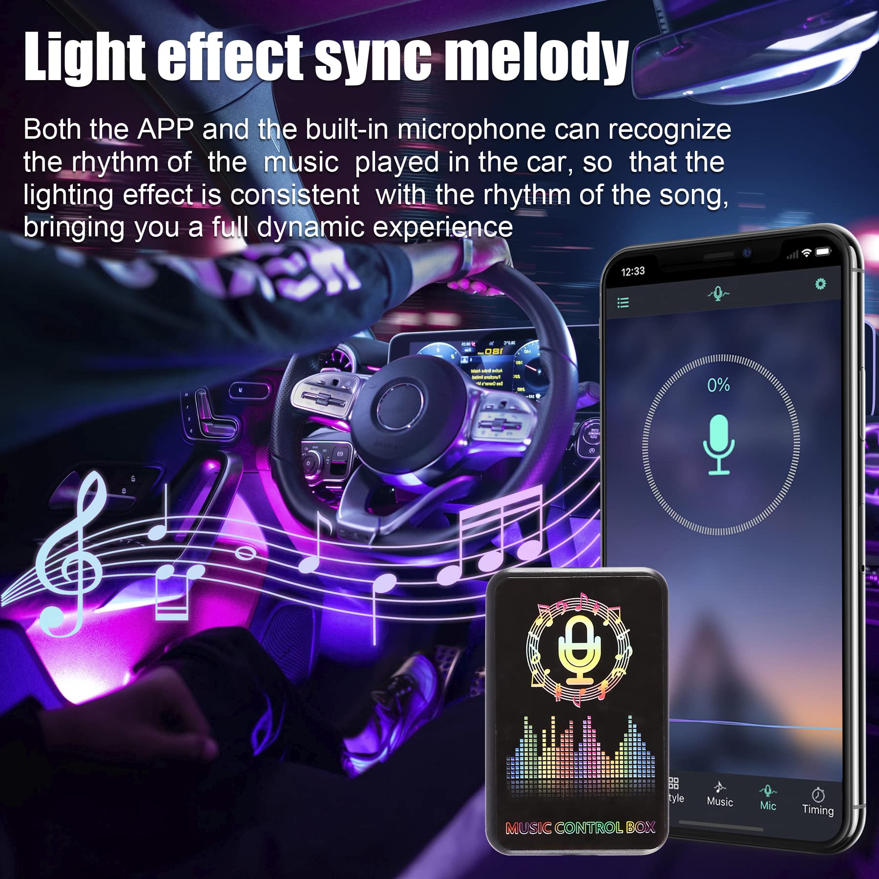 Livtee Smart Rgb Led Interior Lights, 2 Lines Design With Usb Port, App Control, Music Mode And Diy Mode, Car Accessories Gifts