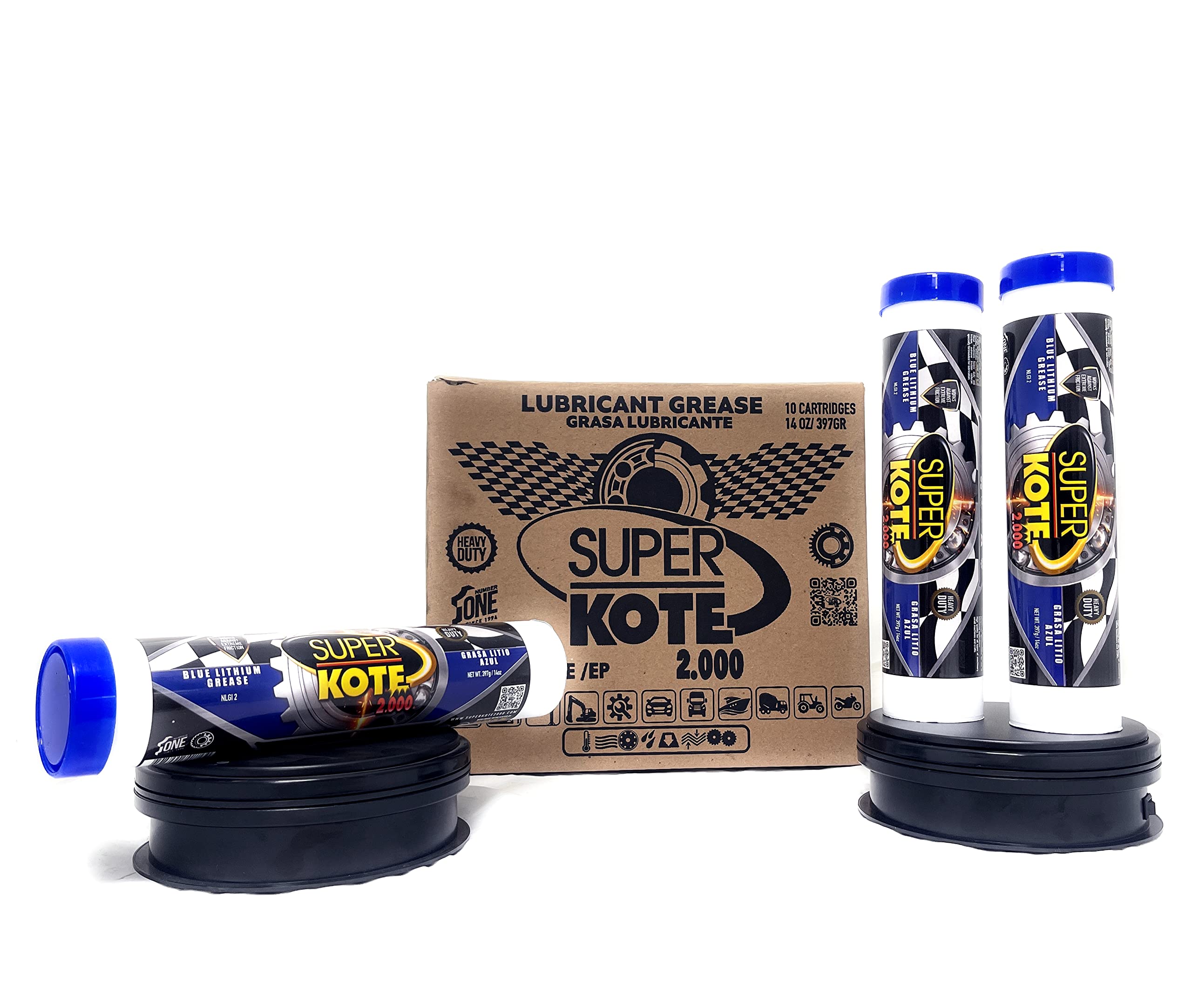 Lithium Grease Superkote 2000 / Cartridge/Nlgi 2 / Multipurpose/Lubricant/Ep/High Temp/Industry/Construction/Automotive/Blue Gre