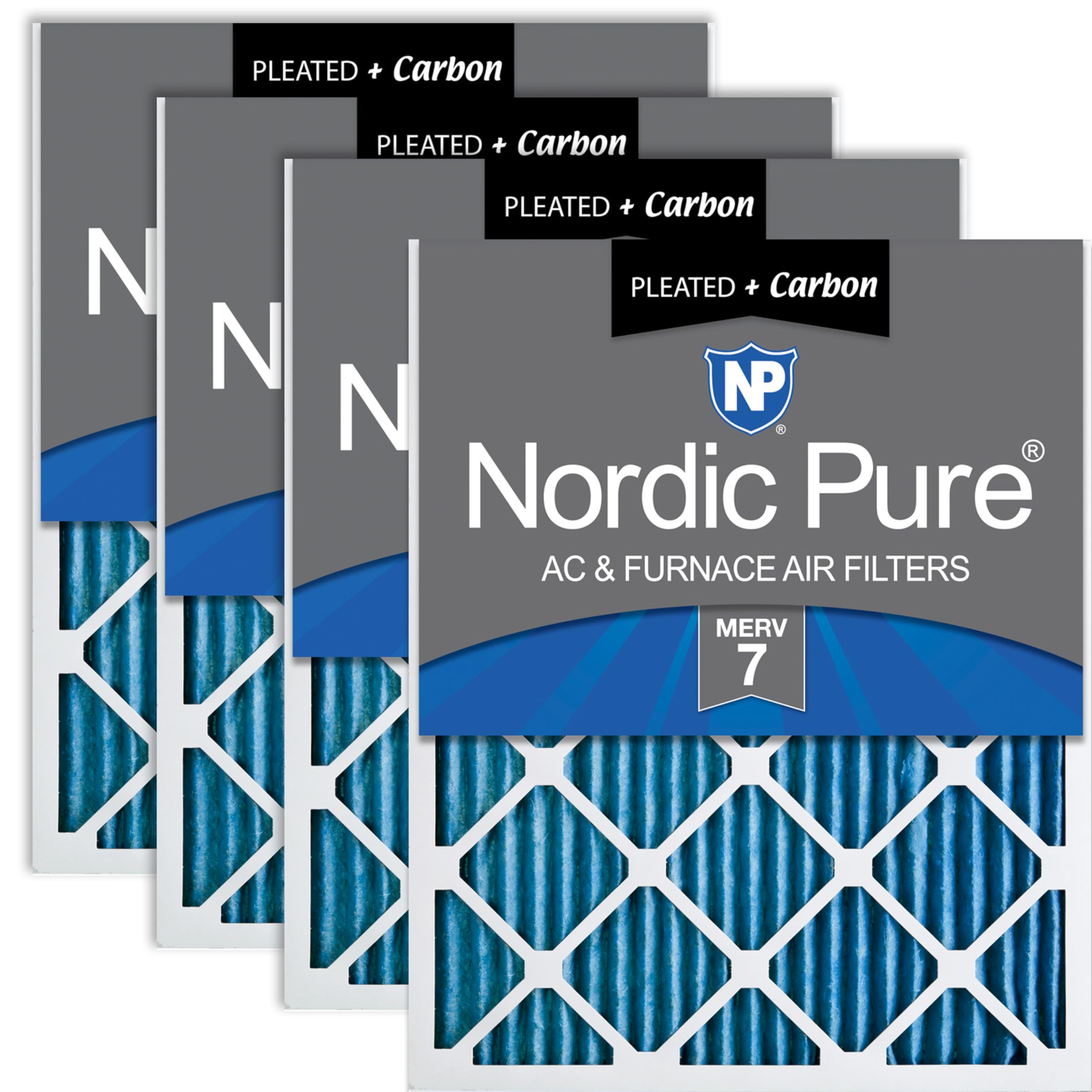 Nordic Pure 12X24X1 (11_1/2 X 23_1/2 X 3/4) Pleated Air Filters Merv 7 Plus Carbon 4 Pack