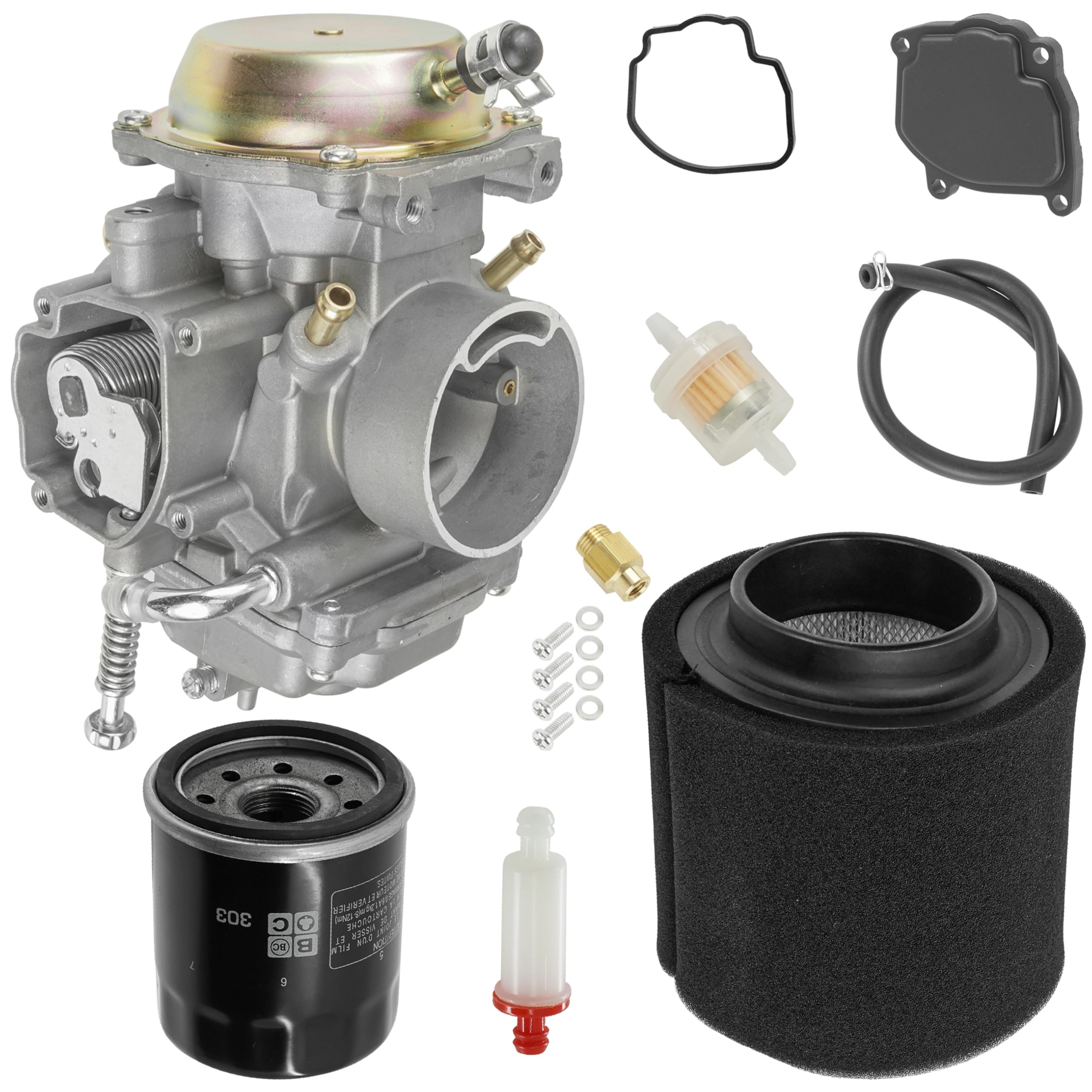 Caltric Air & Fuel Filter W/Carburetor Compatible with Polaris Hawkeye 300 2X4 4x4 2006-2010 / Sawtooth 200 2006-2007