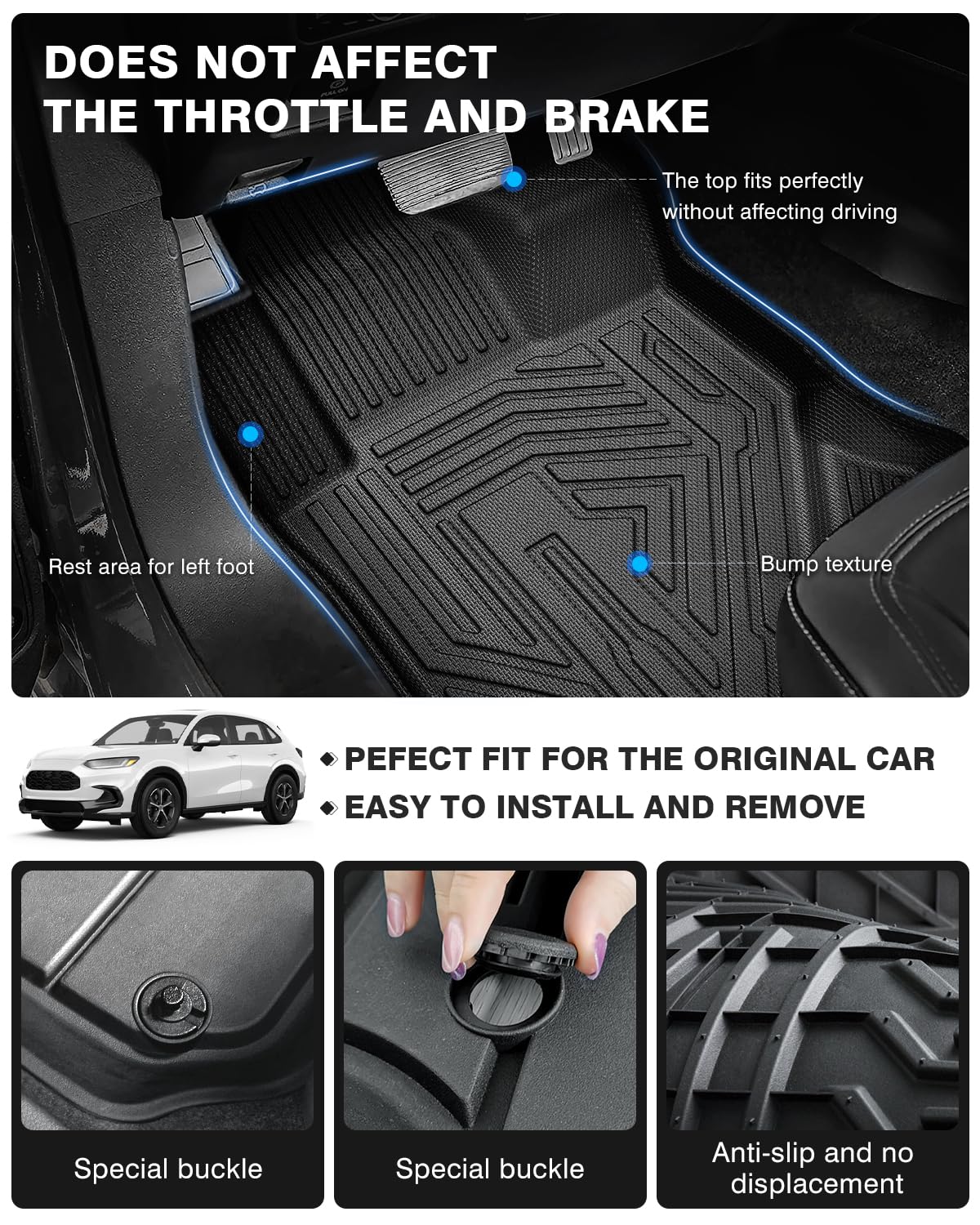 Powerty Floor Mats & Cargo Liner For 2023 2024 2025 Honda Hrv Hr-V Accessories Floor Mats 2 Row Liner Set All Weather Tpe 3D Flo