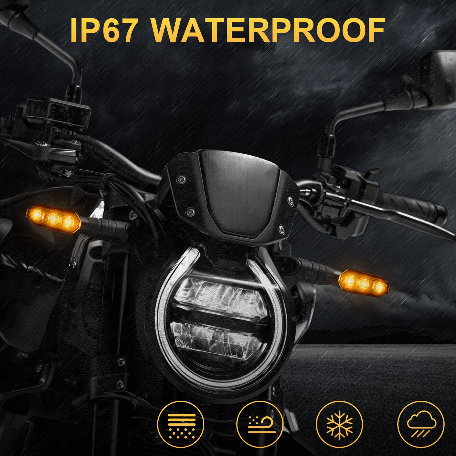 CHCSHH Motorcycle Turn Signals 12V LED Amber Blinker Lights for Motorbike, Scooter, Off Road, Quad - Model Moto-1