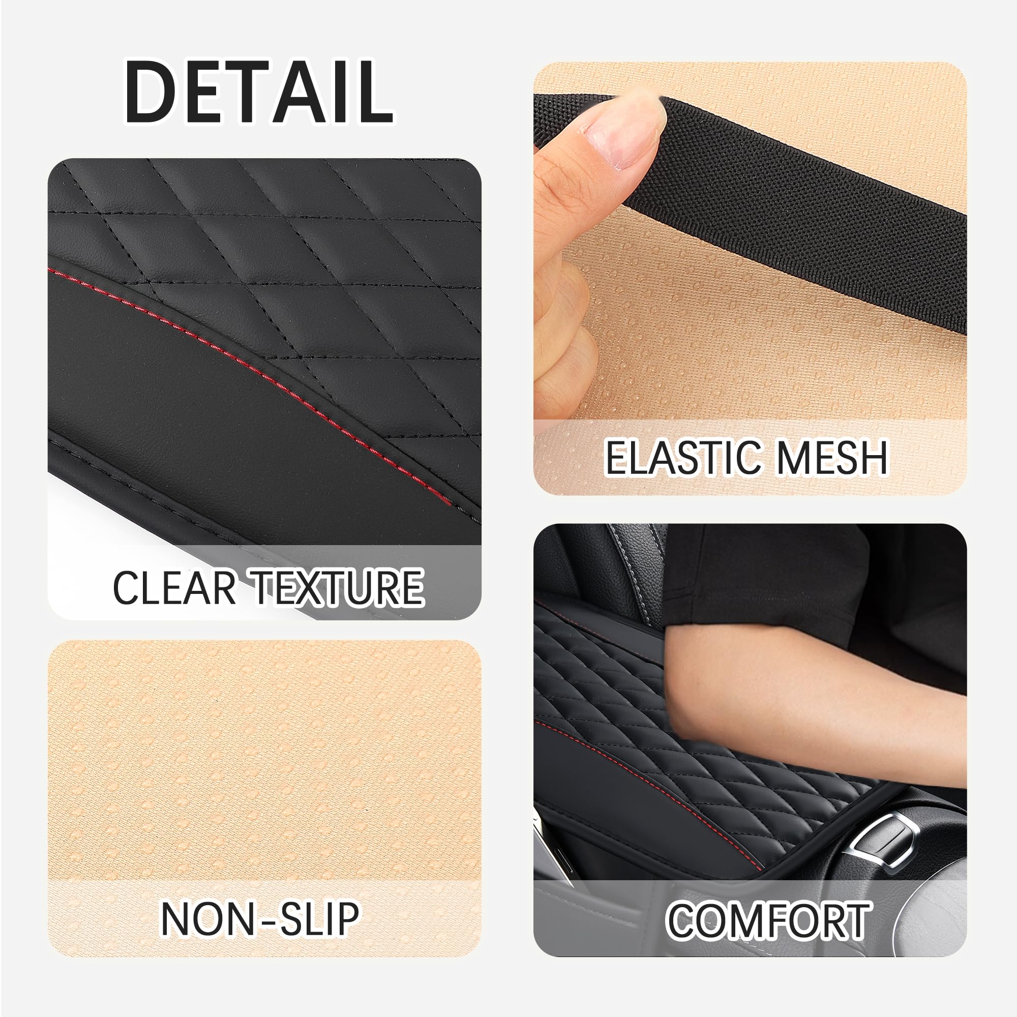 IHOTDER Patchwork Leather Center Console Covers for Cars,Upgraded Arm Rest Cover for Car with Side Storage Pocket for Car Seat O