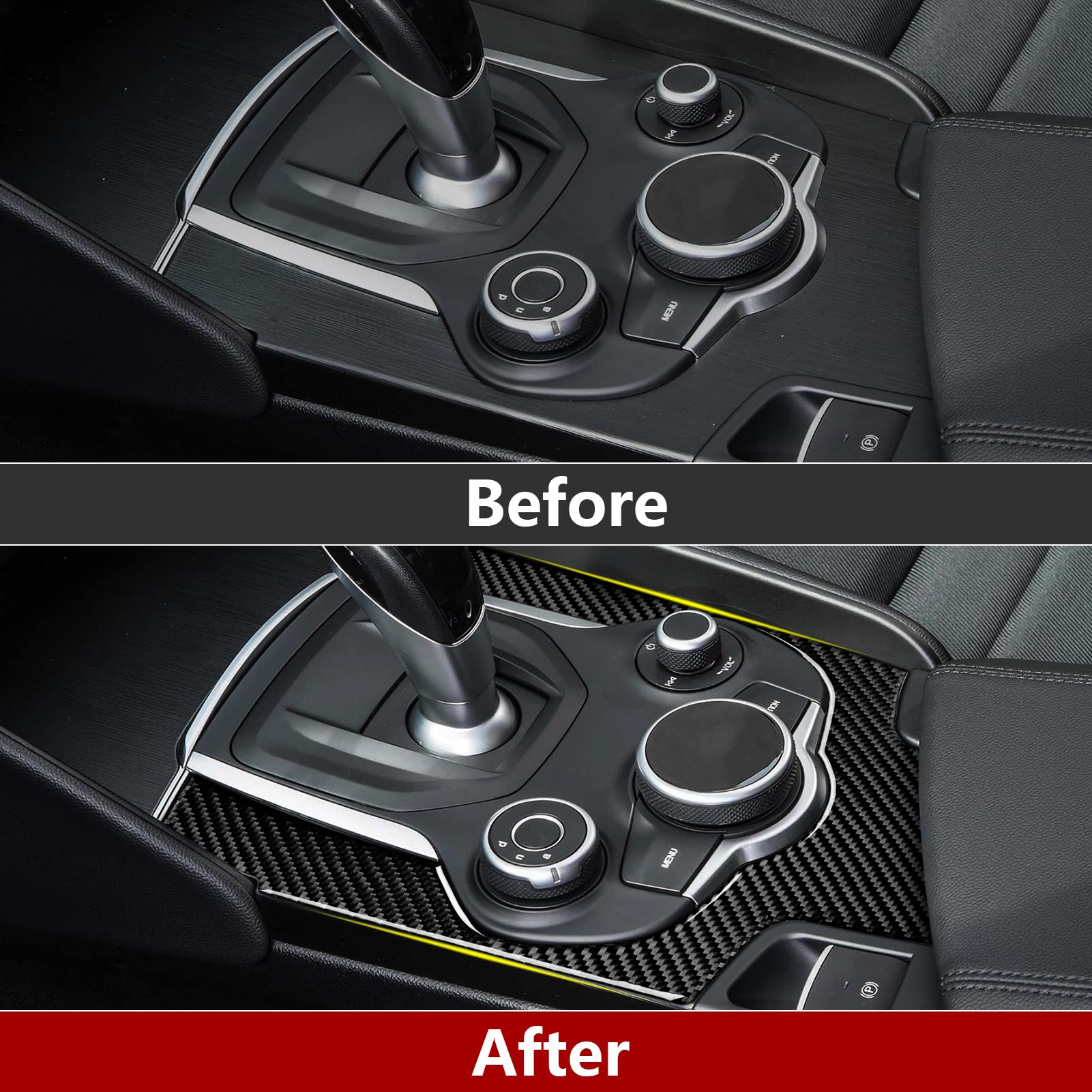 Car Gear Shift Cover Sticker Carbon Fiber Decal Trim Center Console Panel Trim Wrap Fits For Alfa Romeo Giulia 2016 2017 2018 20