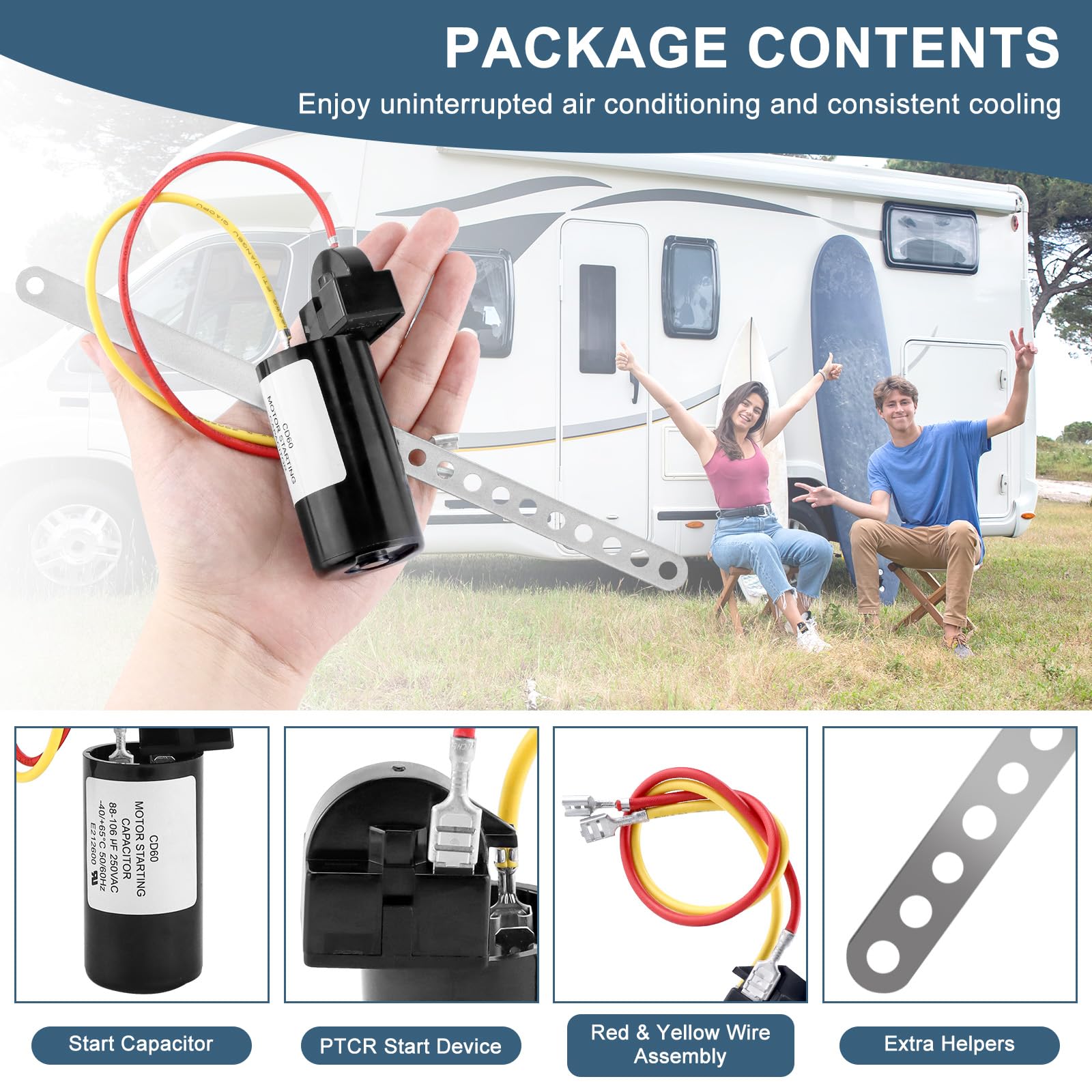 8333A9021 Air Conditioner Hard Start Kit Ac Hard Start Kit,Start The Ac Smoothly,Replacement 8333A9021 Pkg 8335-9021, And 9333-9