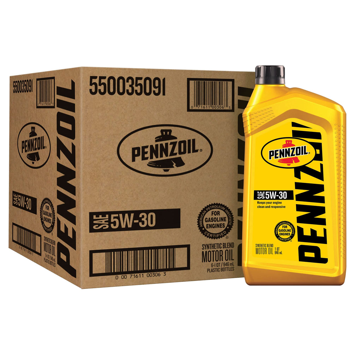 Pennzoil Synthetic Blend 5W-30 Motor Oil (1-Quart, Case of 6)