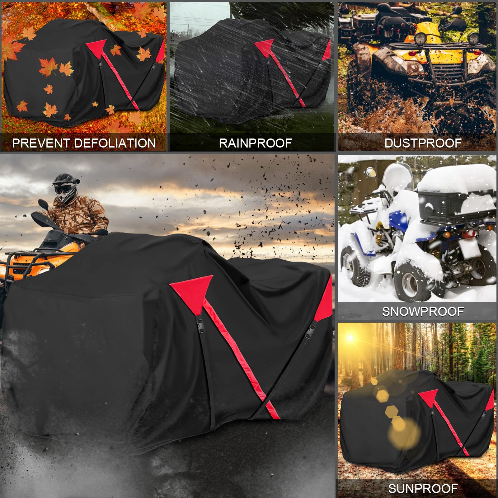 AUTOLION ATV Cover Waterproof, Quad Covers with Unique Zipper & Heavy Duty Windproof Buckle, All Weather Protection 4 Wheeler Co