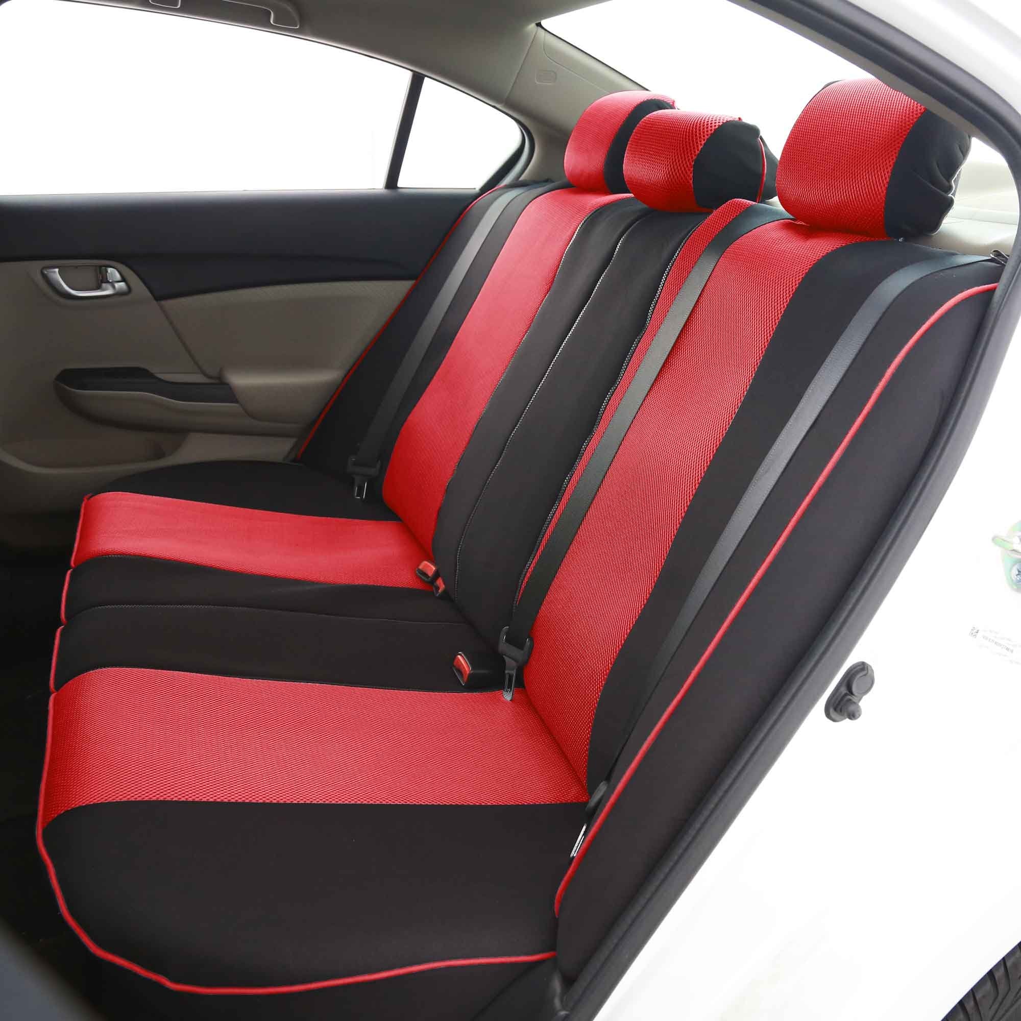 Fh Group Full Set Cloth Car Seat Covers - Universal Fit, Low Back Front Seat Covers, Airbag Compatible, Split Bench Rear Seat, W