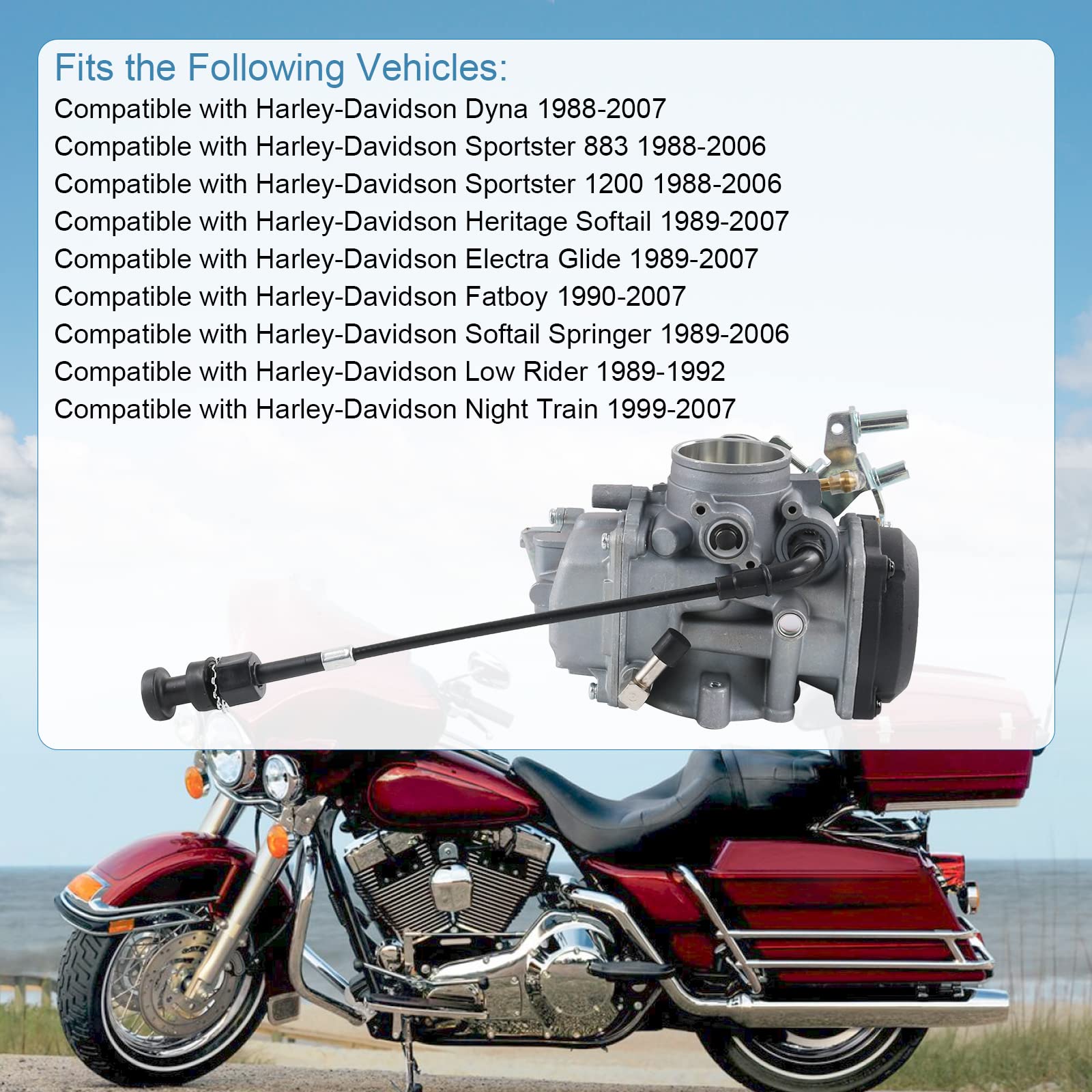 DICMIC CV40 Carb Carburetor with Spark Plug and Jet Compatible with Harley Davidson Dyna Sportster 883 1200 Heritage Softail Ele