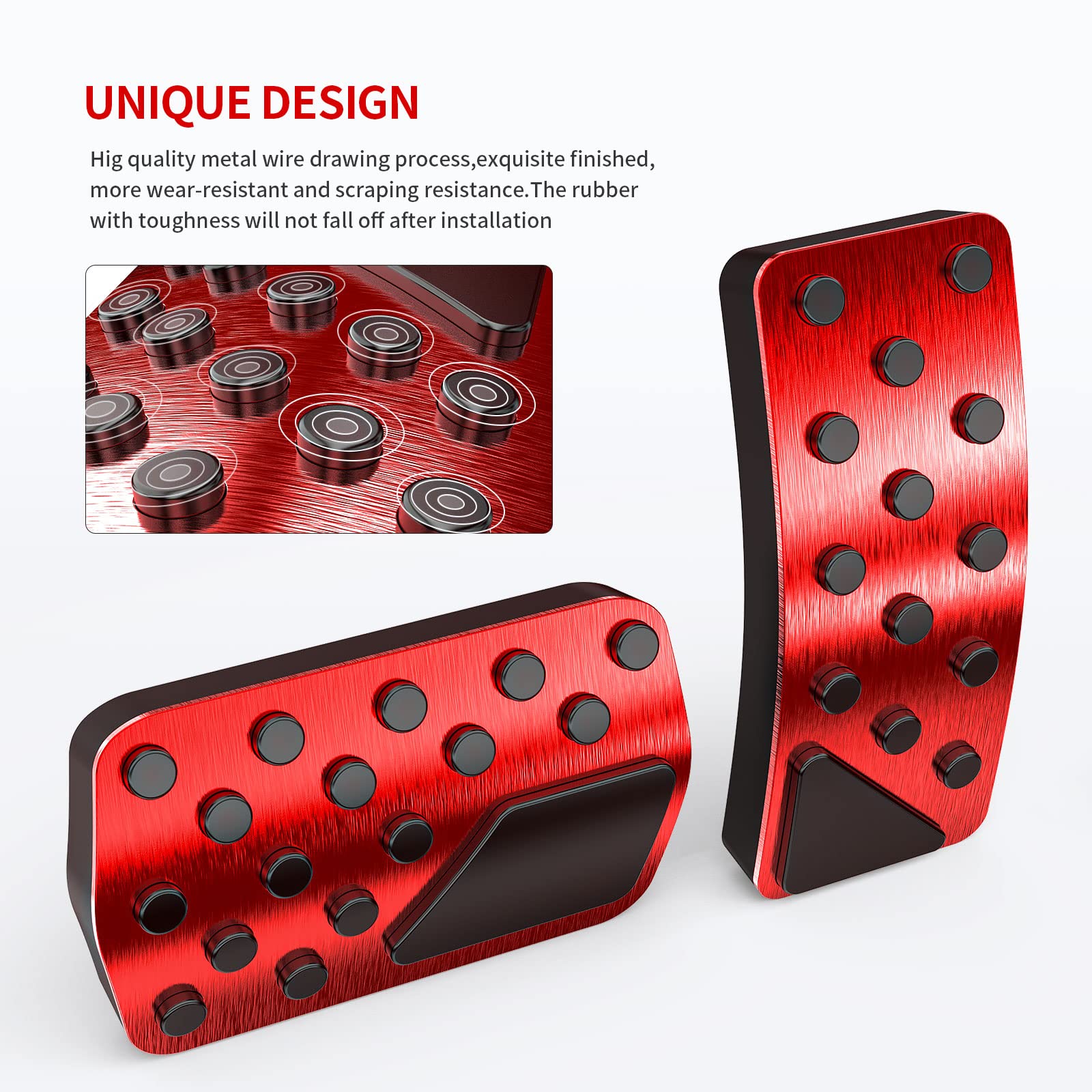 TDOFYH Aluminum Alloy Pedal Covers for Jeep Grand Cherokee & Dodge Durango 2011-2025, No Drilling, 2PCS, Red