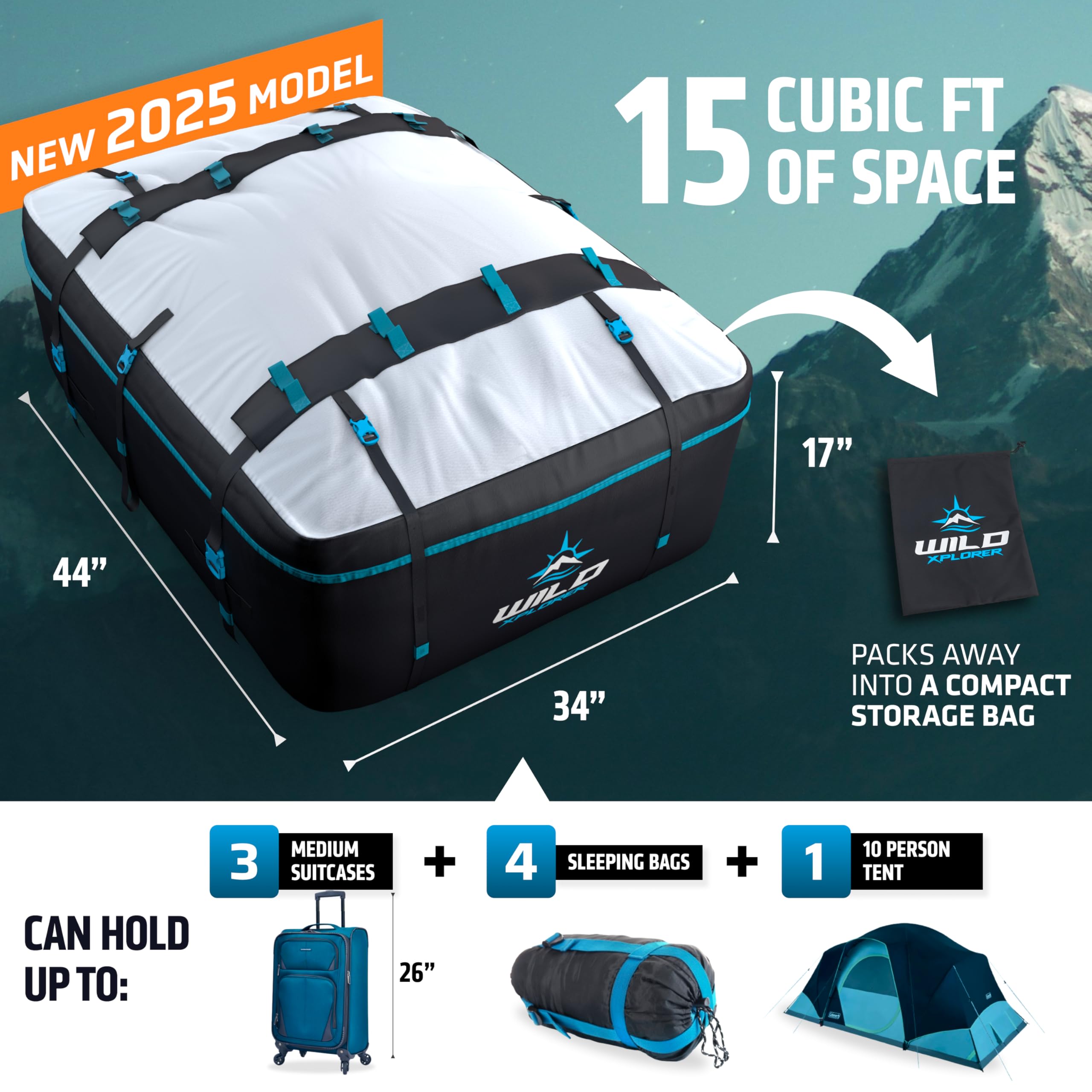 Rooftop Cargo Carrier - Waterproof Soft Shell Car Roof Cargo Carrier, Heavy Duty Car Top Luggage Cargo Bag With Patented Door Ho